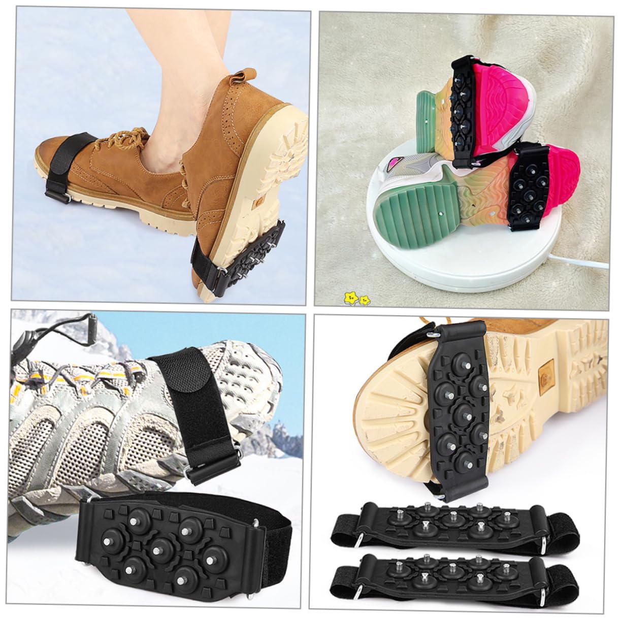 BESPORTBLE Couvre-Chaussures à Crampons Anti Chaussure Glace Chaussure randonnée Hiver Trekking Accessoires Pince à Neige pour Chaussures Pointes de Crampons Acier au manganèse Black