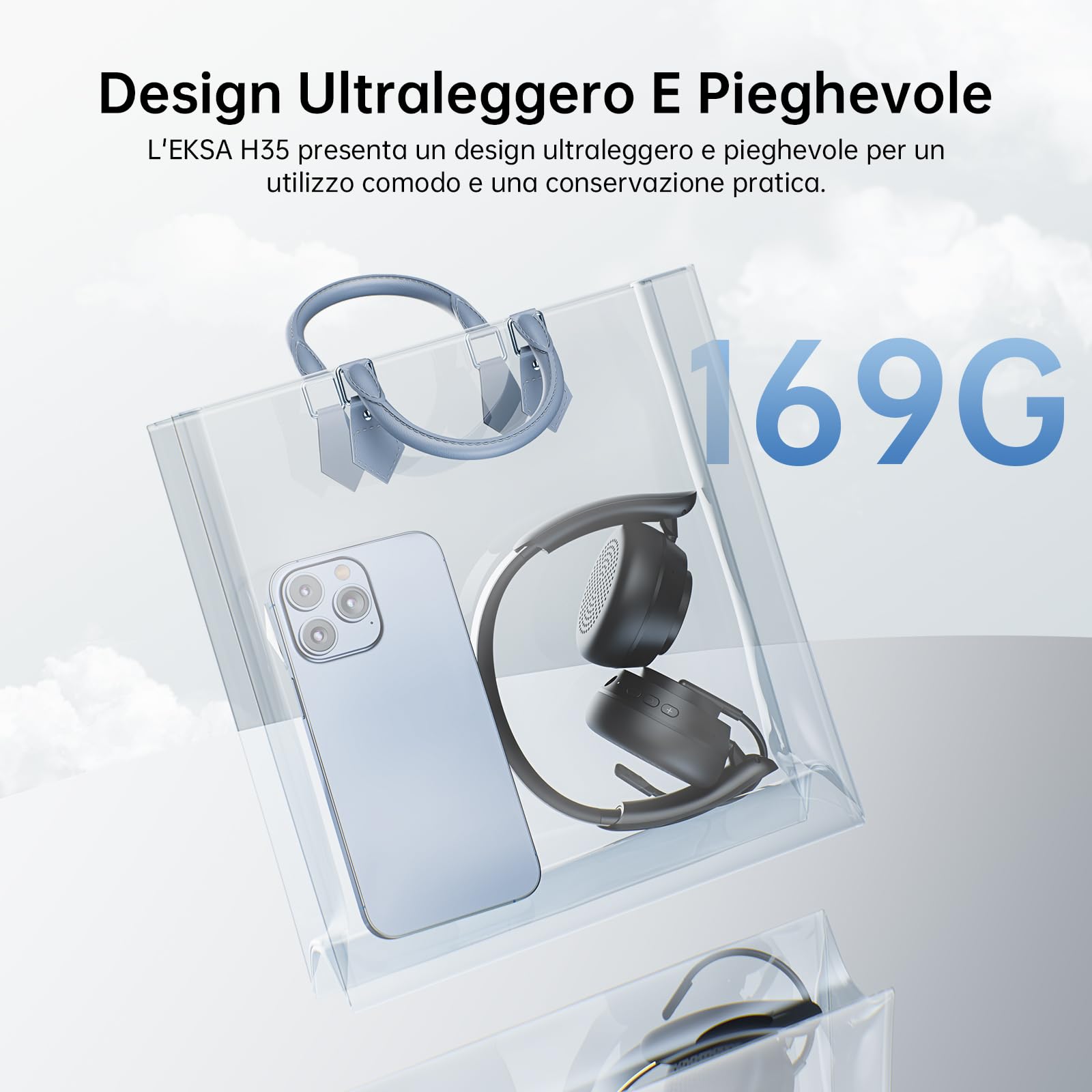 EKSA H35 Cuffie Wireless per PC, Cuffie Bluetooth con Microfono, Cancellazione del Rumore, 25+ Playtime, Connessione multipunto a computer e cellulare, Compatibile con Windows, Mac, Android,iOS