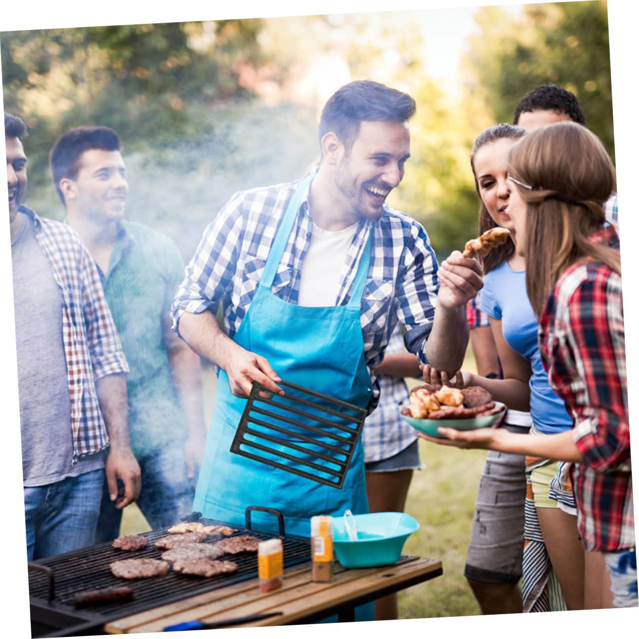 Griglia in ghisa resistente per barbecue e uso interno, design resistente all'usura, griglia spessa per caminetti e legna da ardere, perfetta per grigliare e cucinare
