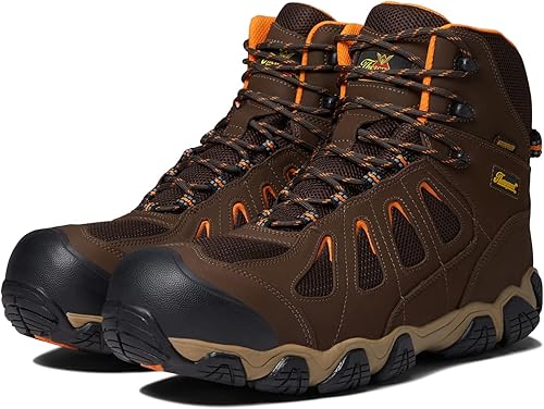 Thorogood Crosstrex - Botas de senderismo impermeables de 6 pulgadas con punta de seguridad para hombre, cuero transpirable de primera calidad y