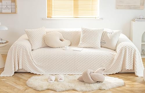 Funda de sofá de piel sintética súper suave con diseño de panal de abejas y felpa esponjosa, funda para sofá, funda para sofás, fundas de sofá