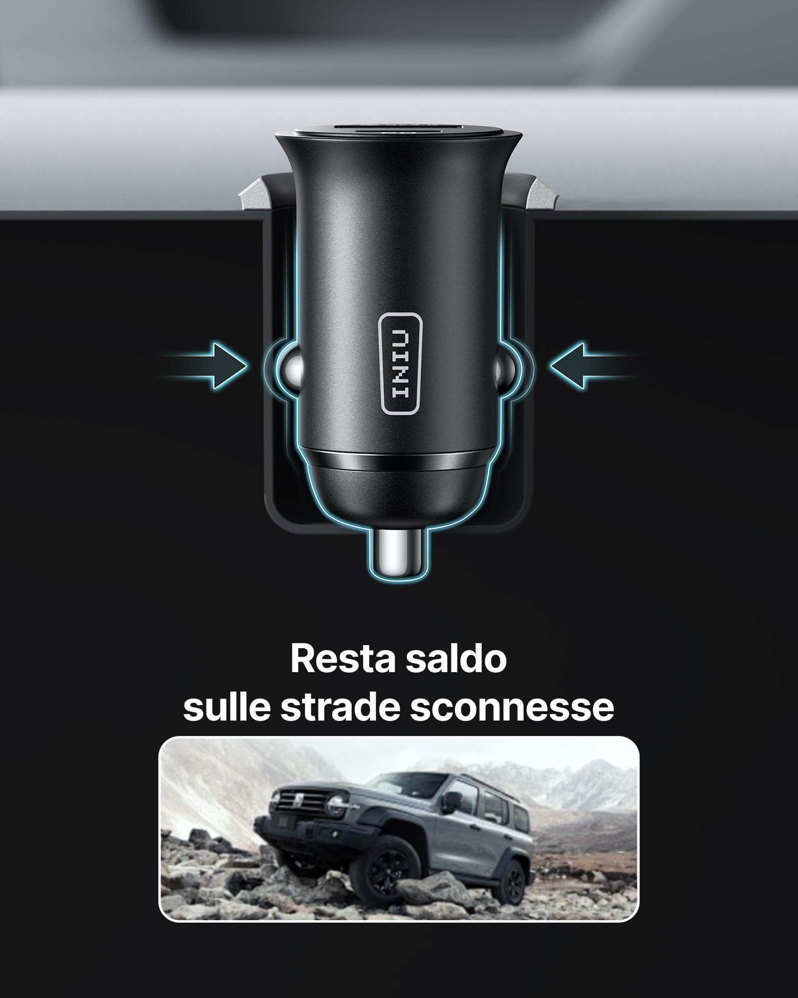 INIU Caricatore Auto USB C, 60W Combinati [Type C 30W + USB A 30W], Nero — immagine 9 di 16