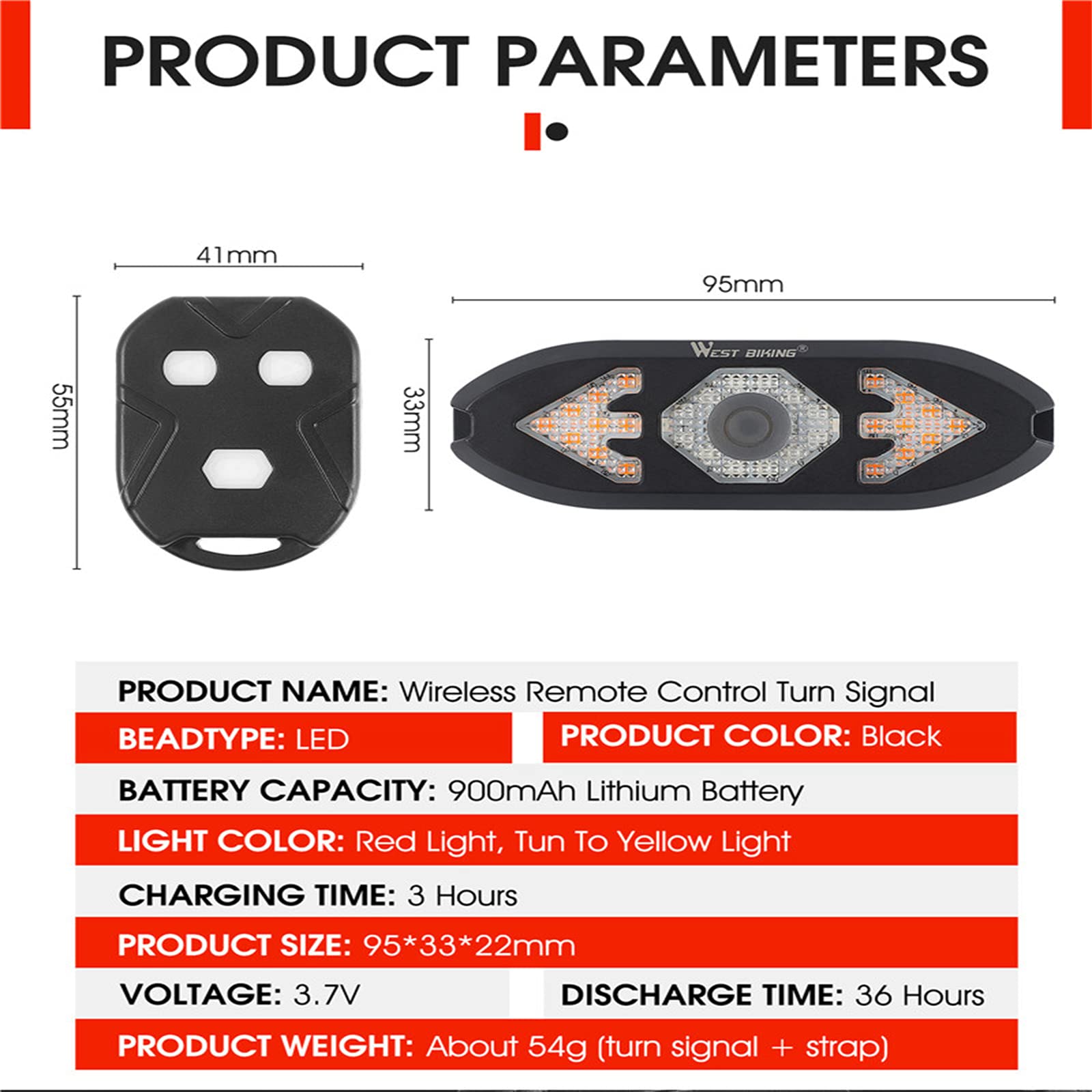 Vélo Clignotant Télécommande Indicateur de Direction LED Feu Arrière avec Klaxon VTT USB Rechargeable Lampe Vélo Feu Arrière
