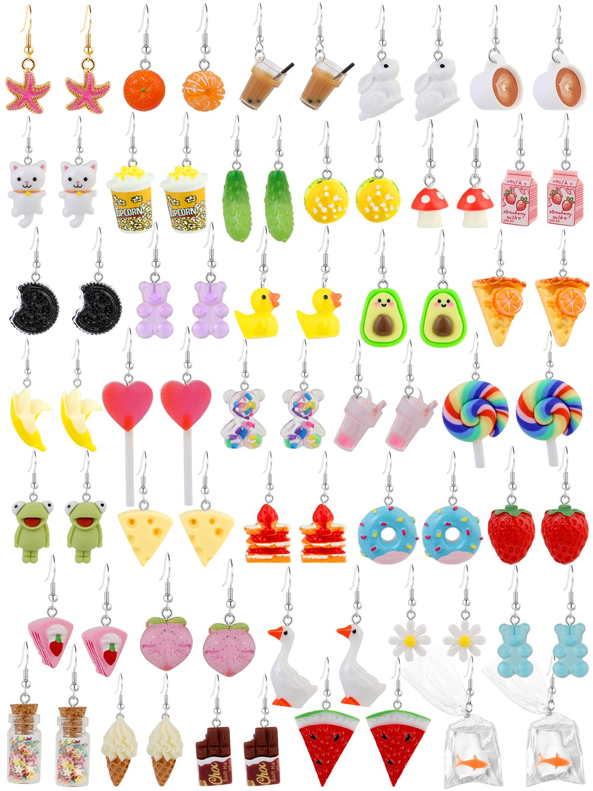36 Pairs Fun Cute Earrings Set Weird Cool Funky Aesthetic Drop Dangle Earrings for Teen Girls Women Jewelry