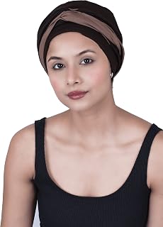 SAKUCHI Bamboo Sleep Cap with Knotted Twisted Headband for Cancer Chemo Patients Headwear for Women Free Size Brown