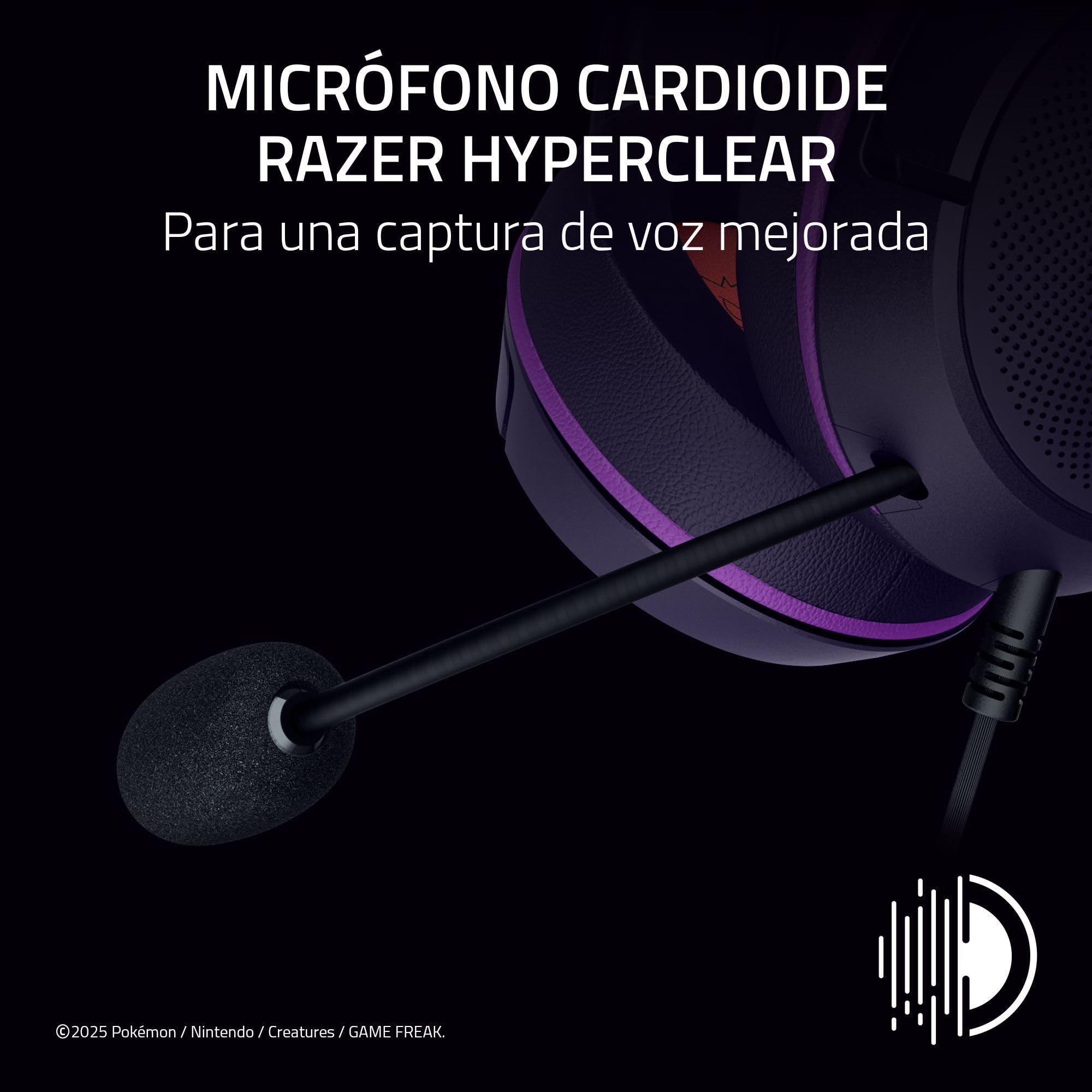 Razer Kraken Kitty V2 Edición Gengar Pokémon - Auriculares USB Púas de Gengar - iluminación reactiva al stream - micrófono cardioide HyperClear - TriForce 40mm | Morado