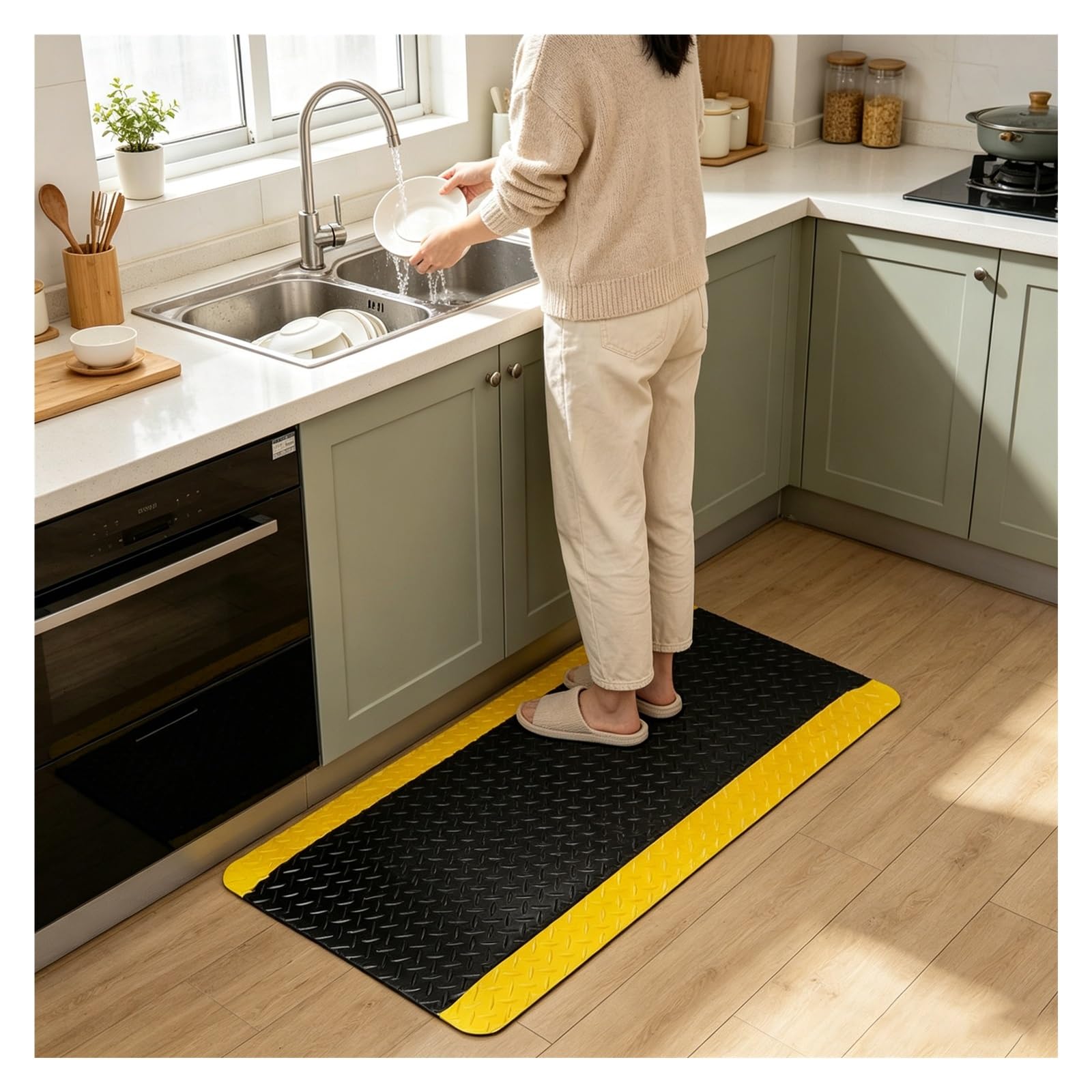 SRNSAEB Alfombrillas antifatiga Alfombra De Cocina Antifatiga Y Ergonómica (Medidas: 50 80 100 120 150 Cm); Alfombra Conductora De Uso Comercial para Estar De Pie En El Trabajo | 60x70x2.5cm/18x28x1"