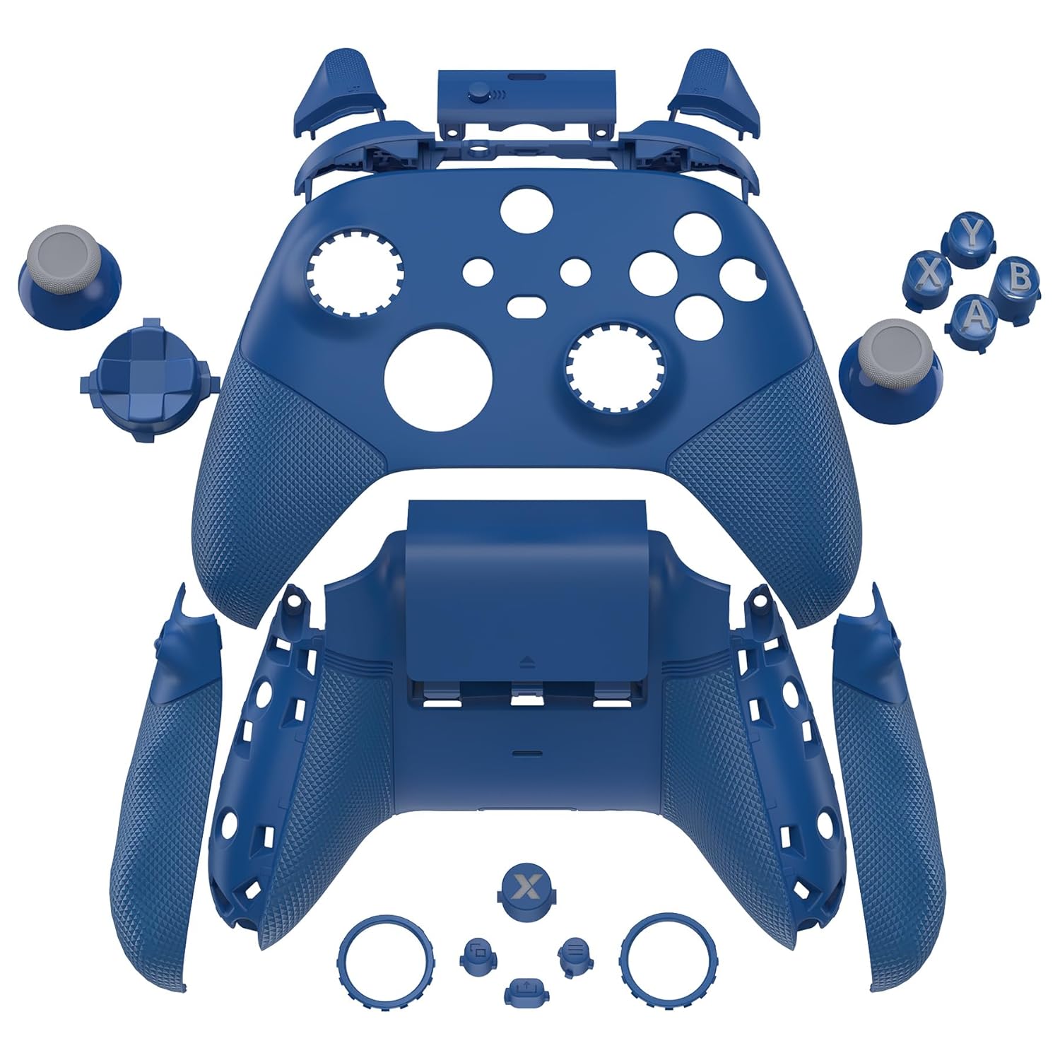 eXtremeRate ASR Version Redesigned Full Set Shell Buttons for Xbox Core Controller, Ergonomic Trigger Stop Rubberized Grip Faceplate Backplate for Xbox Series X & S Controller - Yale Blue