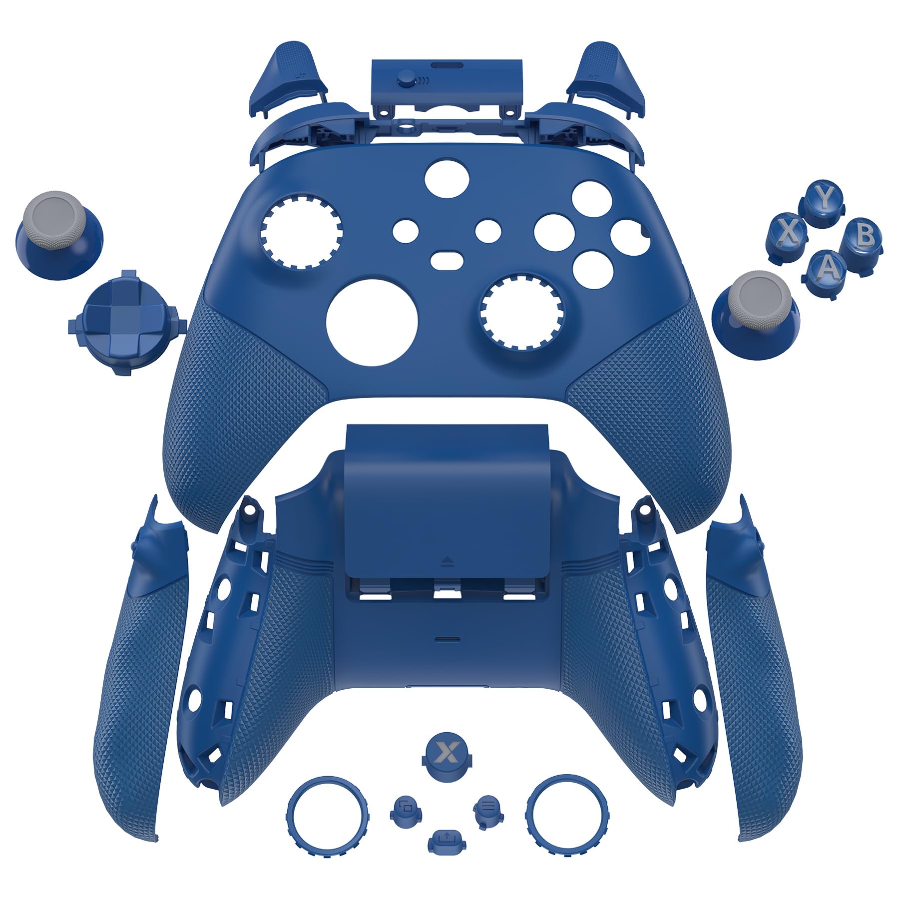 eXtremeRate pour Xbox Series X/S Coque Manette avec Bouton Complète & Coque Grip Antidérapant en Caoutchoutée & Gâchette,ASR Version Plaque Avant & Arrière pour Xbox Core Controller,Bleu