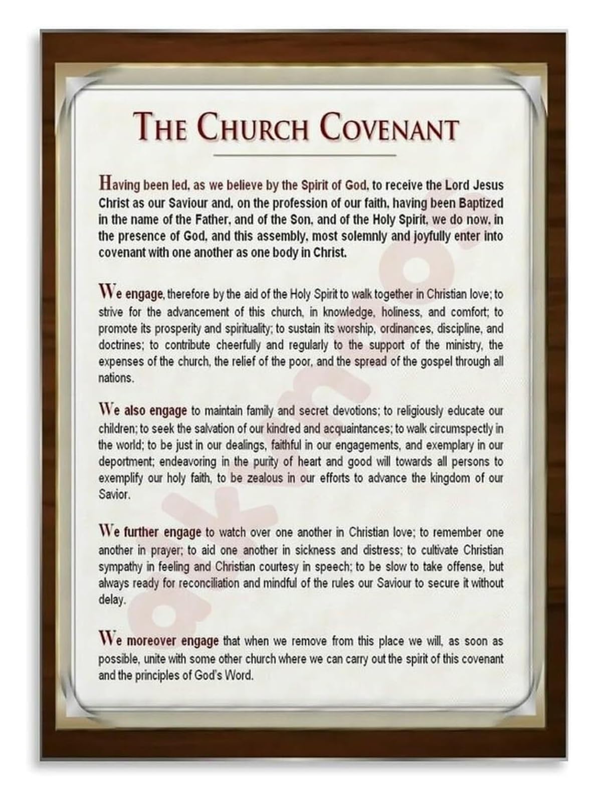 MDBJTCYZN Church Membership Covenant Poster, Biblical Text Canvas Wall-Art Print, Decor for Fellowship, Pastor Study(Unframed,12x18inch(30x45cm))