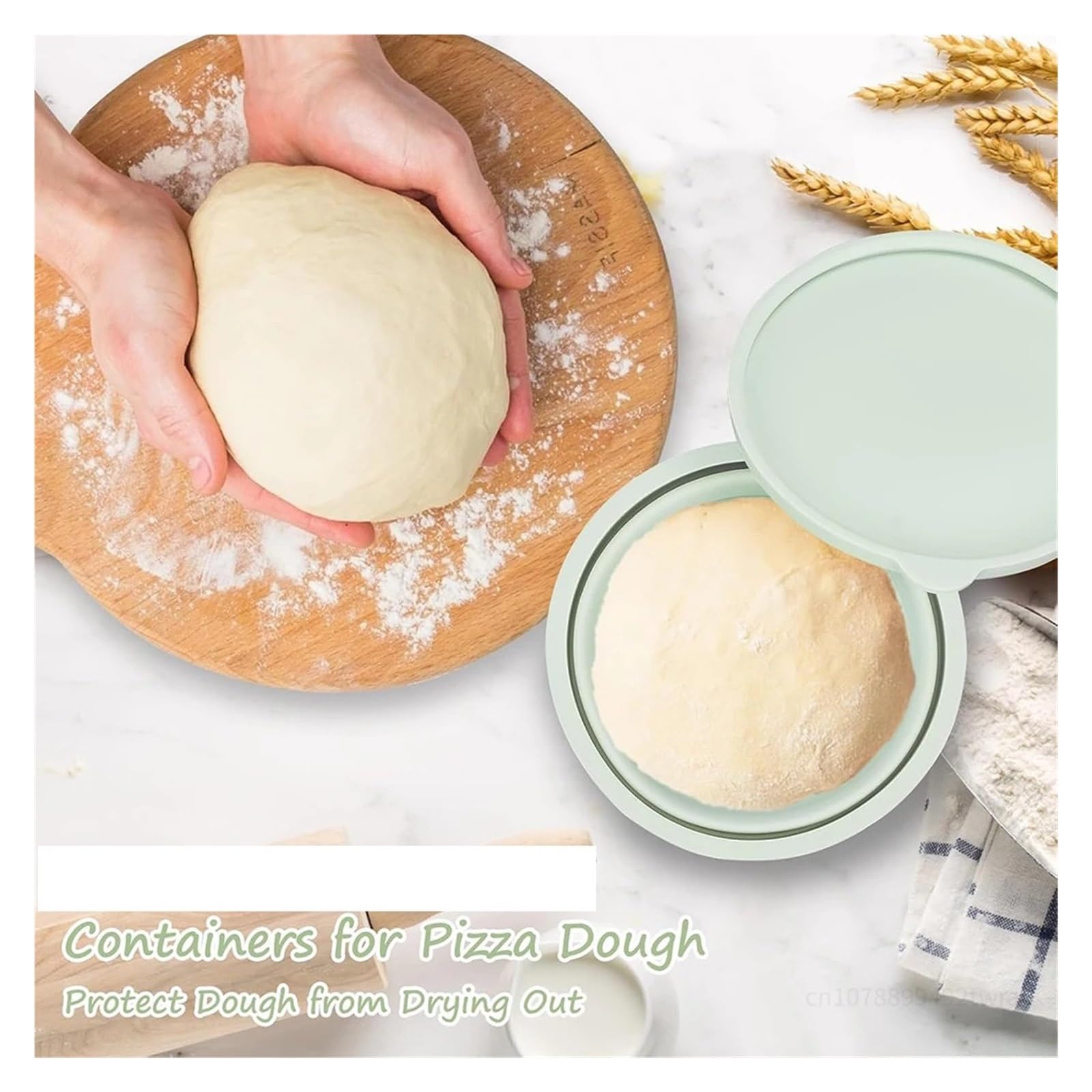 Składane pudełko do wyrastania pizzy, akcesoria kuchenne pieczenia chleba(2pc White)