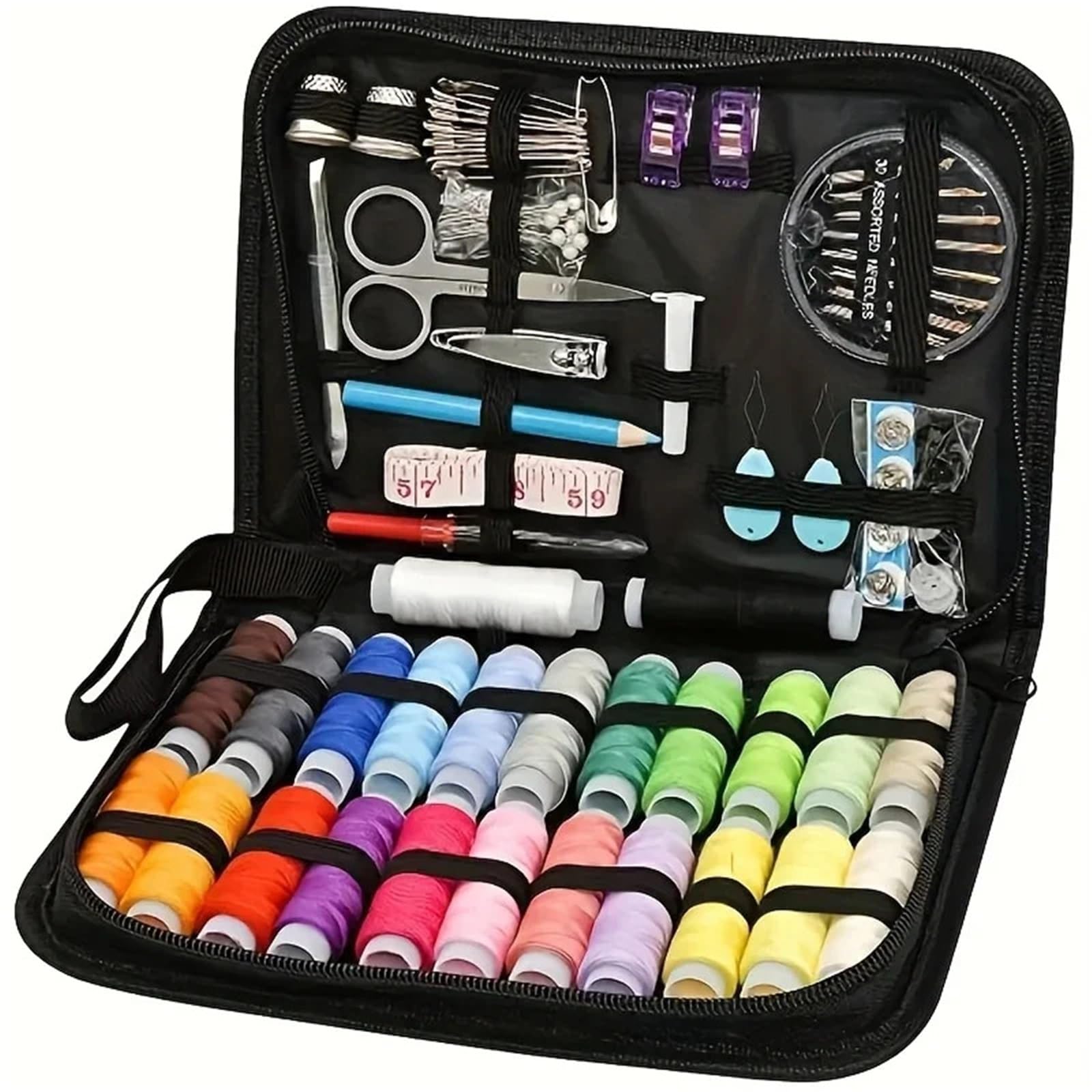 Sewing Kit Compact and Portable Multifunctional Portable Sewing Tool Kit - Complete and Repair with Thread, Needle, Scissors, Buttons and Accessories(B)