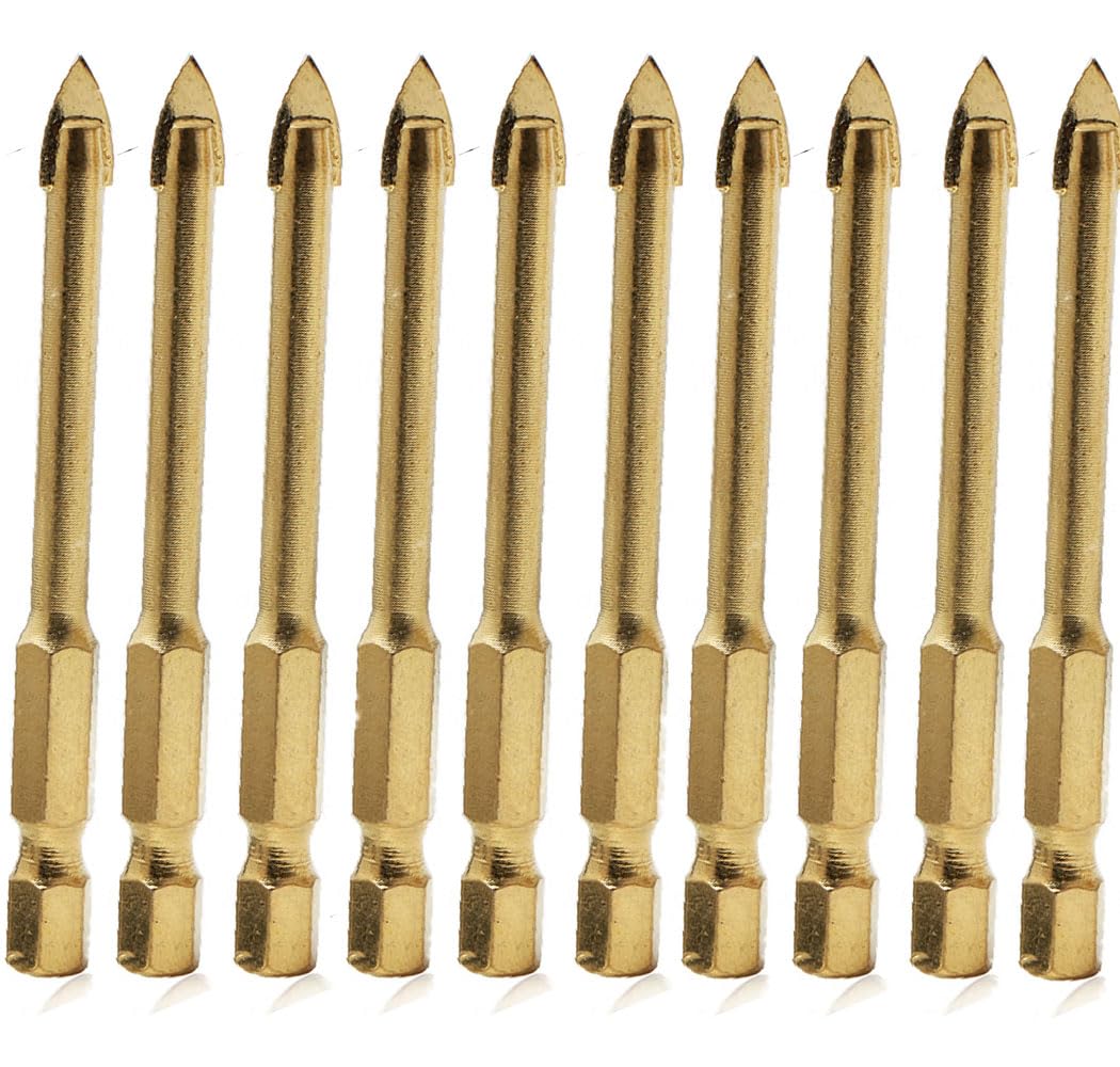 TOCHUN 10pcs 5mm Masonry Drill Bits Set for Tile Glass