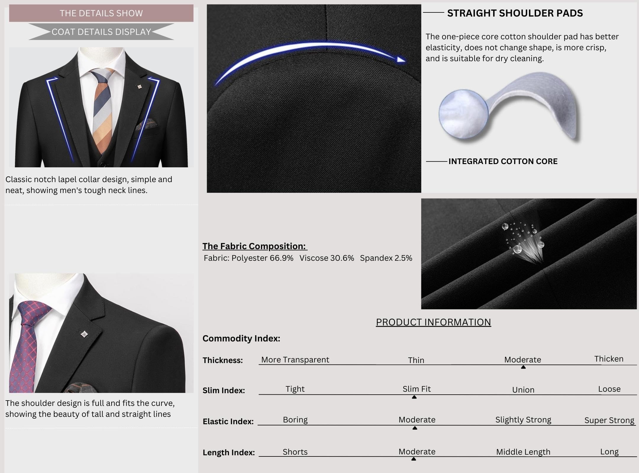 L'MONTE Imported 3 Piece Suit Blazer for Men Formal Slim Fit Two Button Closure Coat Vest & Pant Set for Business and Wedding Party (44, Grey) 4