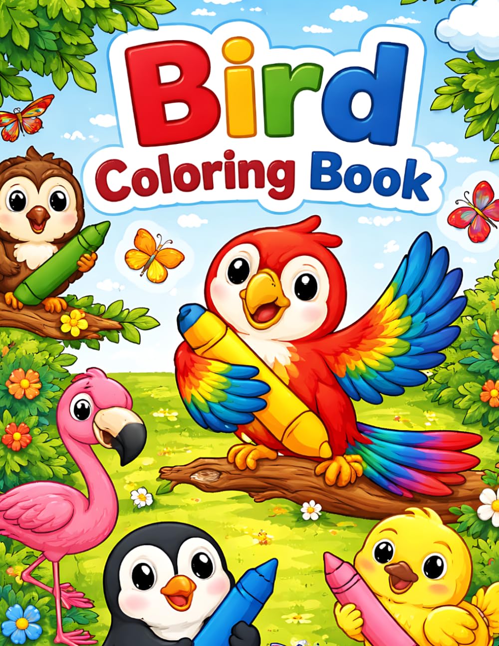 My First Bird Coloring Book for Kids Ages 5–7: Fun and Easy Bird Coloring Pages for Kids Ages 5–7 | Cute Parrot, Owl, Flamingo, Penguin and More