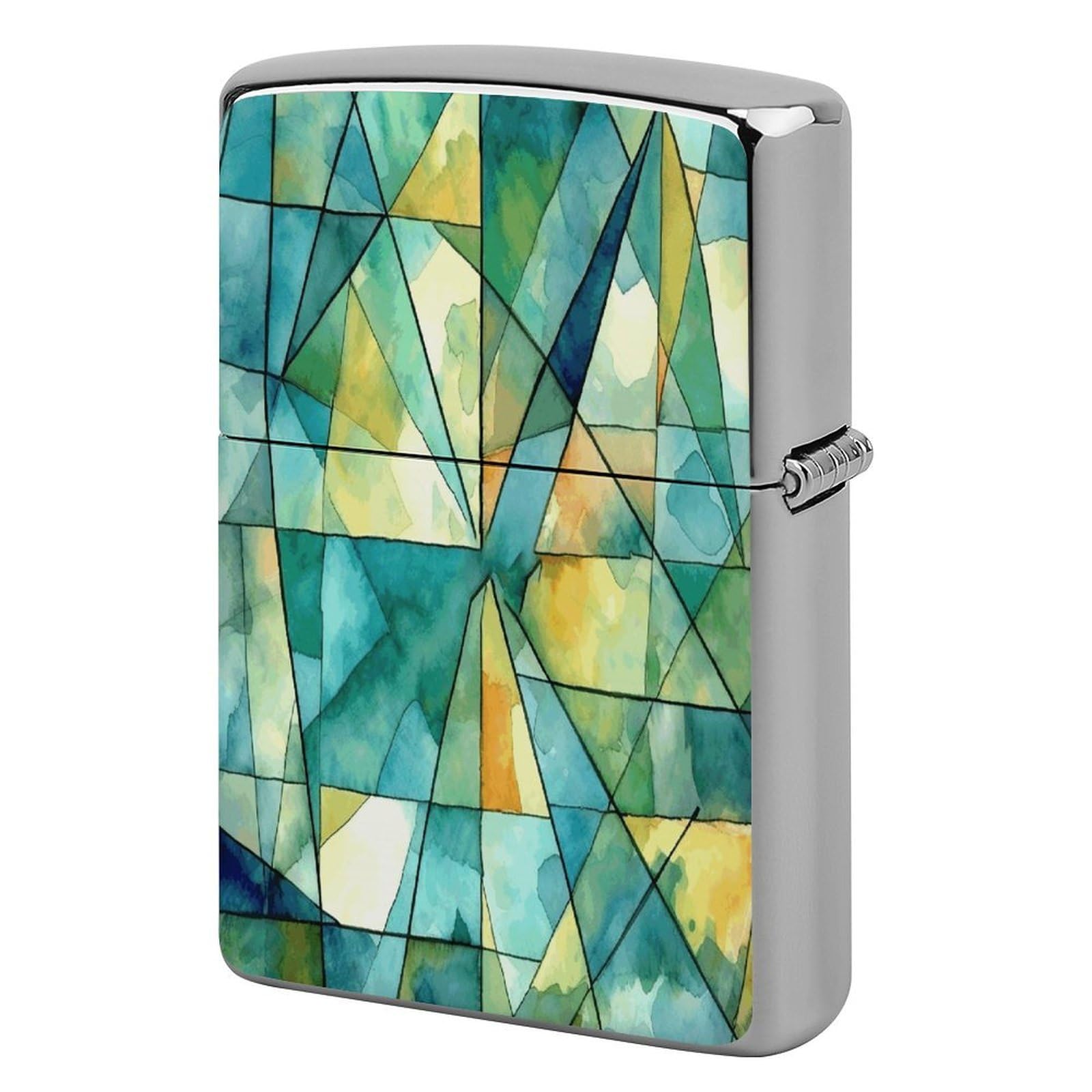 Fekiloot Style Green Geometric Pattern Lighter Case Cover Lighter Holder