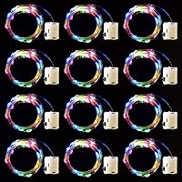 Vista 6 de Paquete de 12 tiras de luces LED de luna de 6.6 pies, 20 micro luces LED en alambre de cobre plateado (pilas incluidas) para centro de mesa de boda