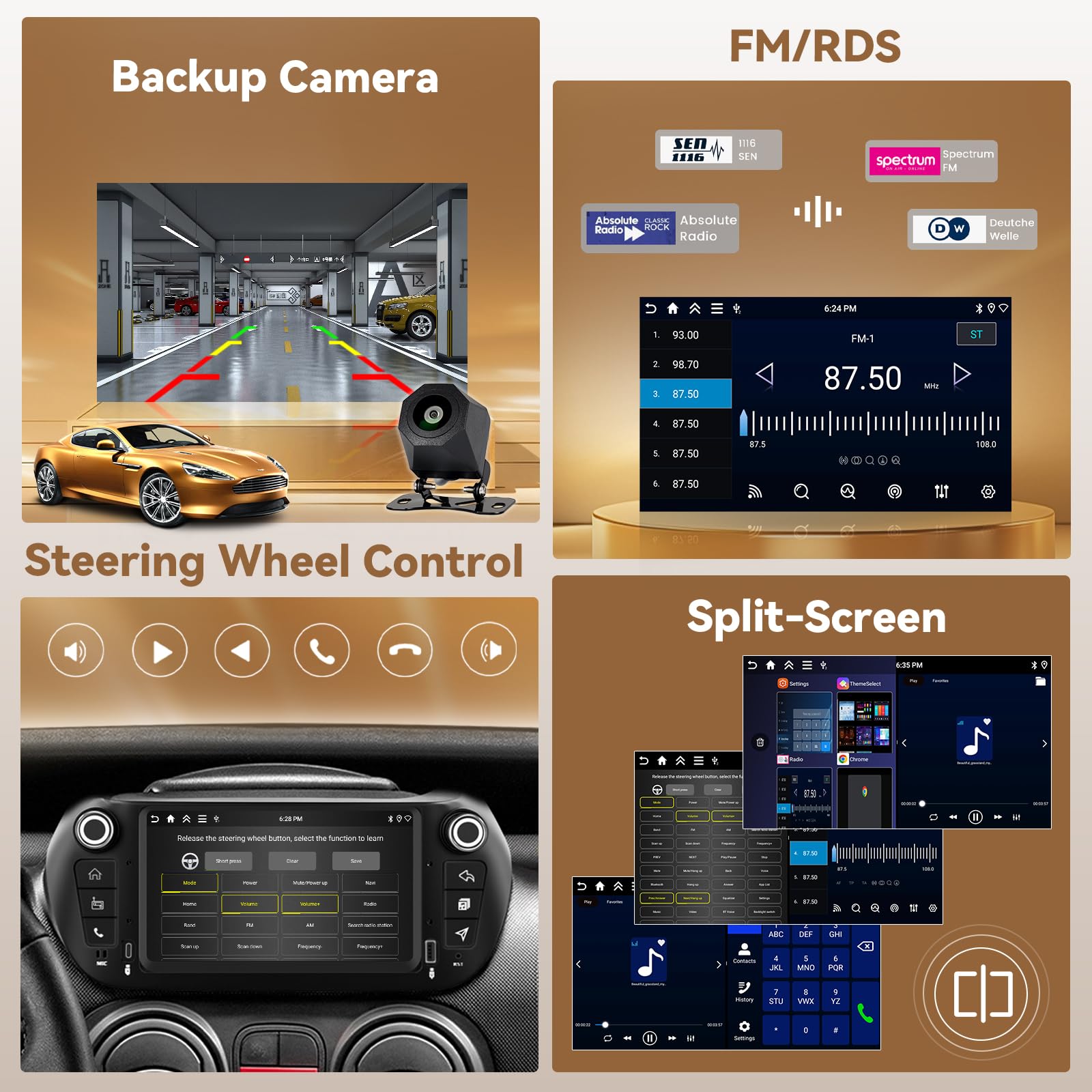 Hikity 4G+128G Android 15 Autoradio 7" pour Fiat Fiorino CarPlay