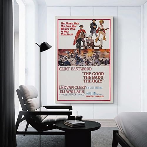 Vista 3 de QMena Póster retro de The Good The Bad And The Fey, póster impreso de alta definición y pósteres de arte de pared impresos en lienzo que se utilizan