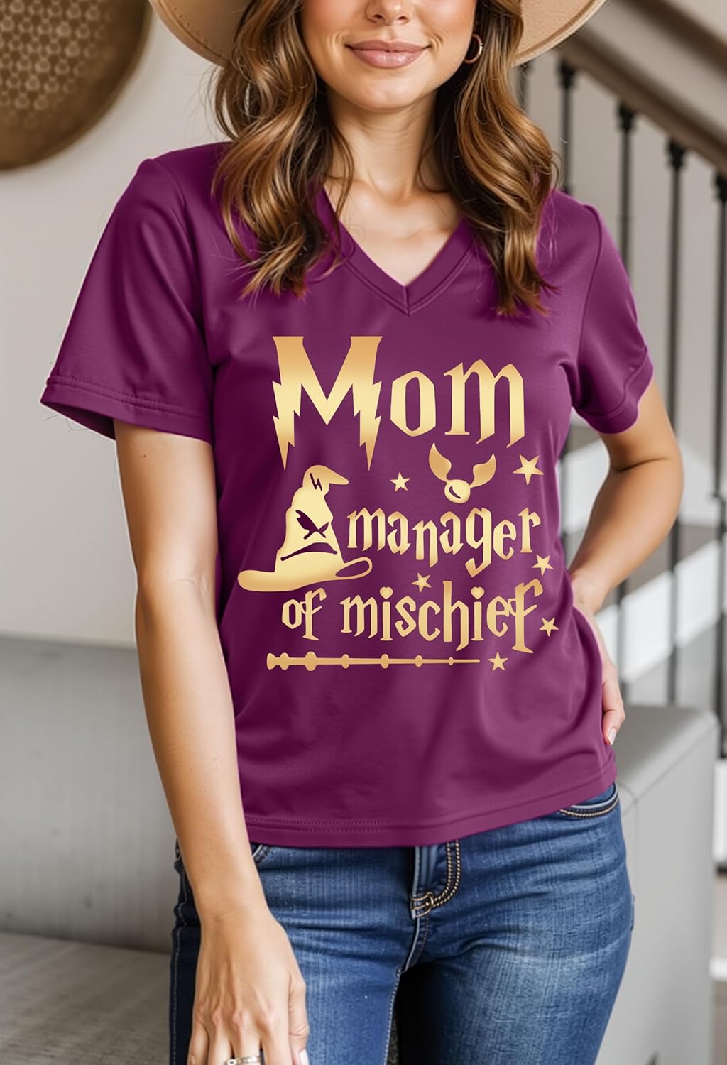 Women T Shirt Funny Mom Manager Shirt Mom Life Tee Magic Mom Shirt Mothers Day Tee Tops Summer Sleeve T Shirts Casual Tops - Image 4