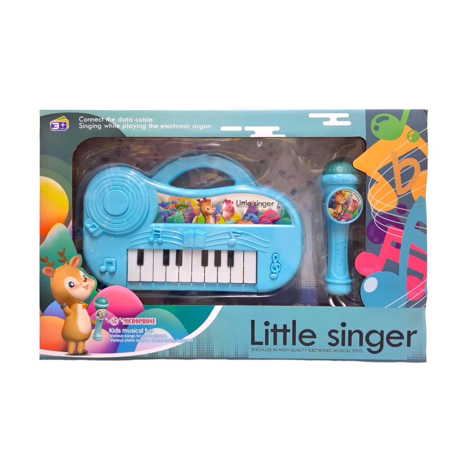 PARTY TIME - Little Singer Piano Keyboard 16 Keys, Multifunctional Musical Instrument Electronic Toy Piano with Microphone for Baby and Toddler (Blue)
