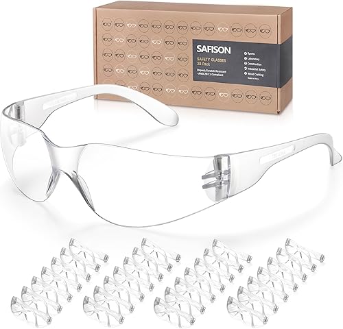 Gafas de Seguridad a Granel Paquete de 28 Resistentes a Impactos y Rayones Gafas Protectoras Transparentes de Policarbonato EPI para Construcción,