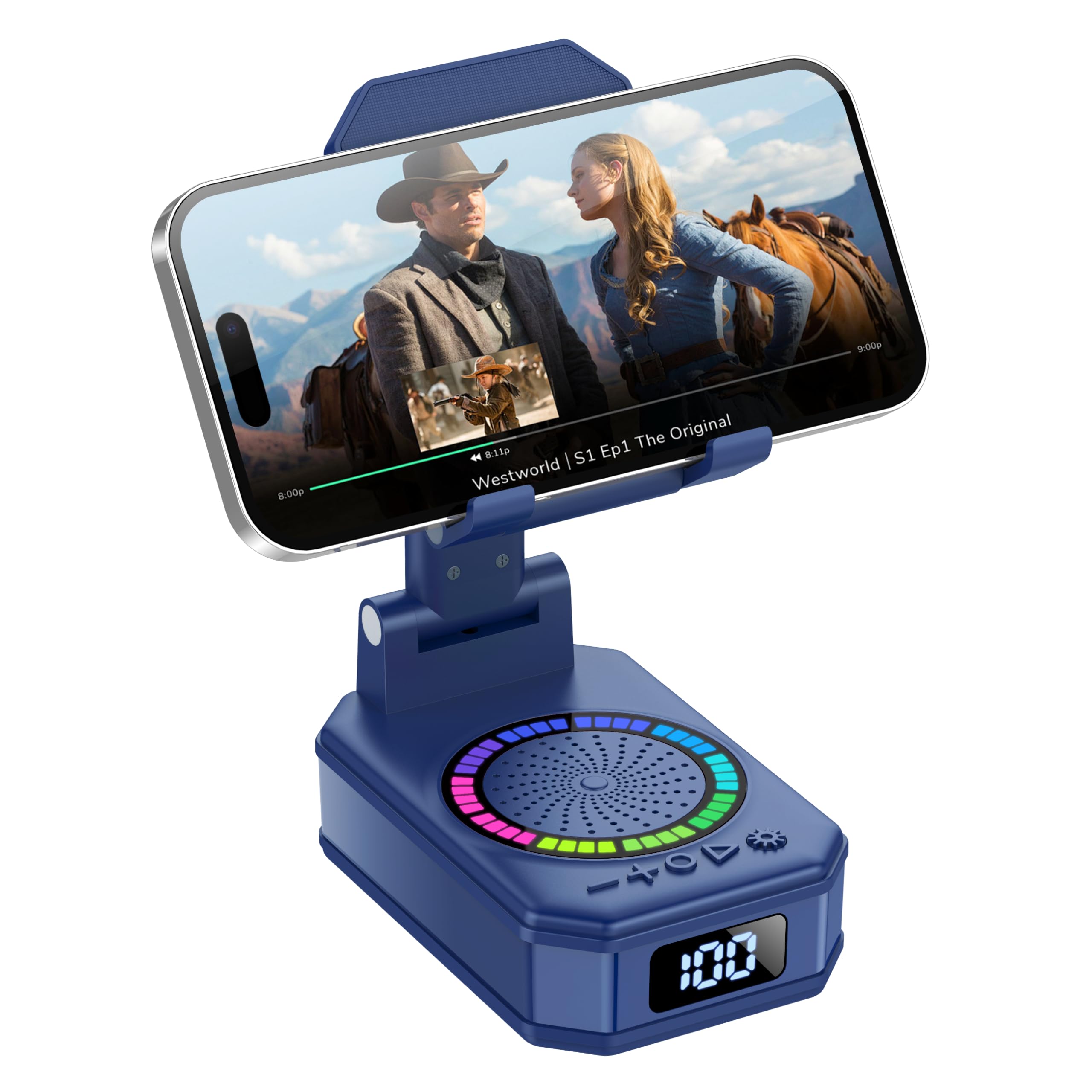 Altavoz Bluetooth Pequeño, Altavoz Portátil Bluetooth con Soporte para Móvil, Base Antideslizante, Sonido Envolvente HD, Recargable, Regalo Original para Hombre Mujer, Compatible con iOS y Android — view 9