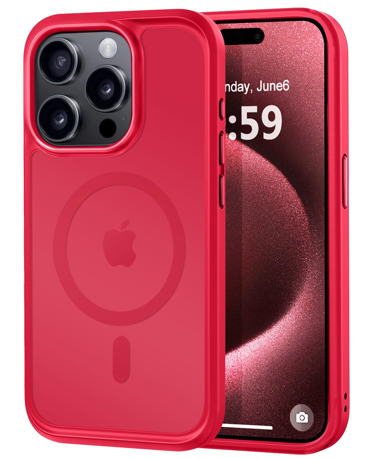MOCCA Magnetic Shockproof for iPhone 15 Pro Case,Red