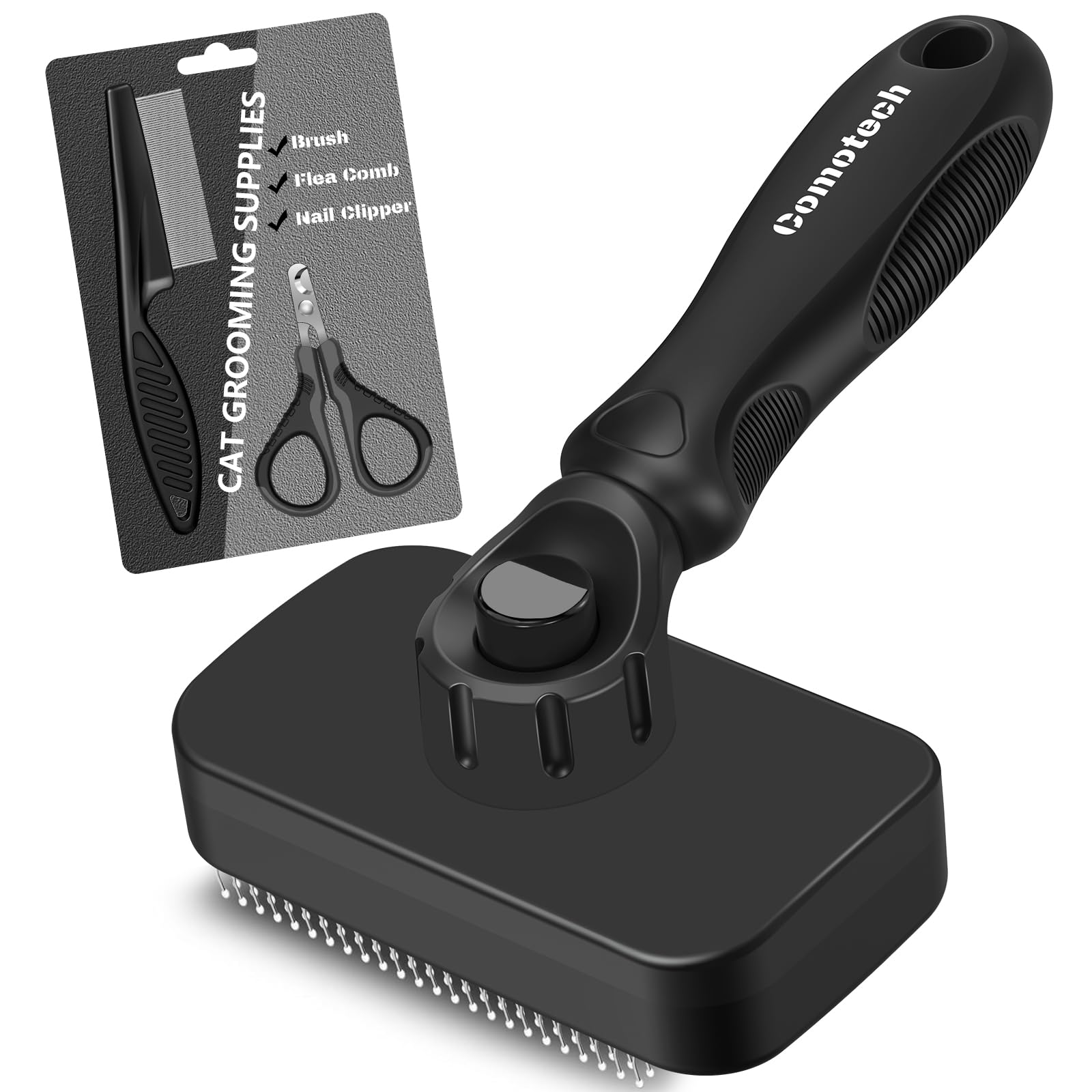 Comotech 3PCS Cat Grooming Supplies, Cat Brush & Nail Clipper/Trimmer