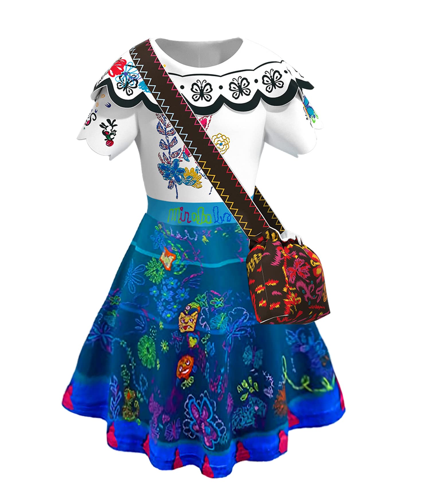 Disfraz Completo De Mirabel (Encanto) Para Mujer - Incluye Vestido, Peluca, Gafas, Pendientes Y Bolsa