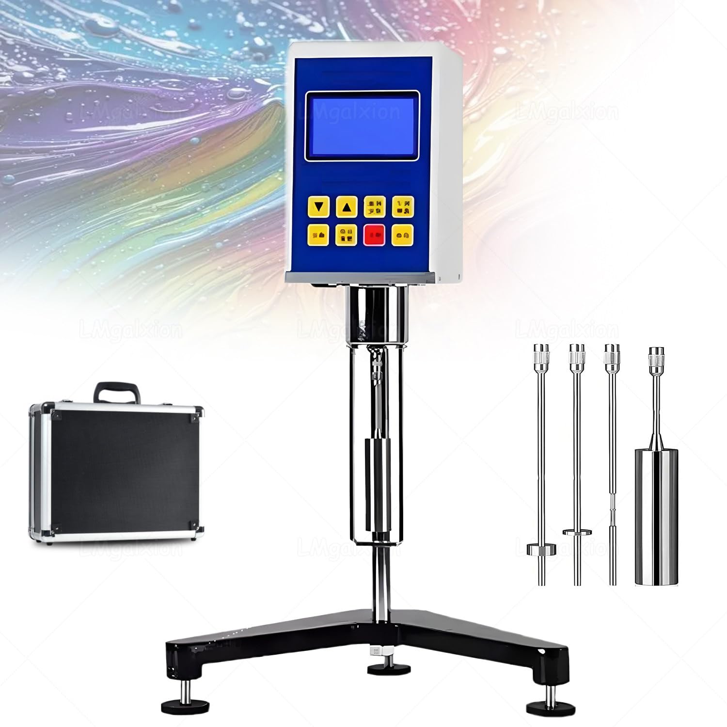 Viscosímetro digital rotacional para adhesivo de pintura, 1-100.000 mPa.s con 4 husillos, soporte ajustable, ideal para recubrimientos, tintas, cosméticos