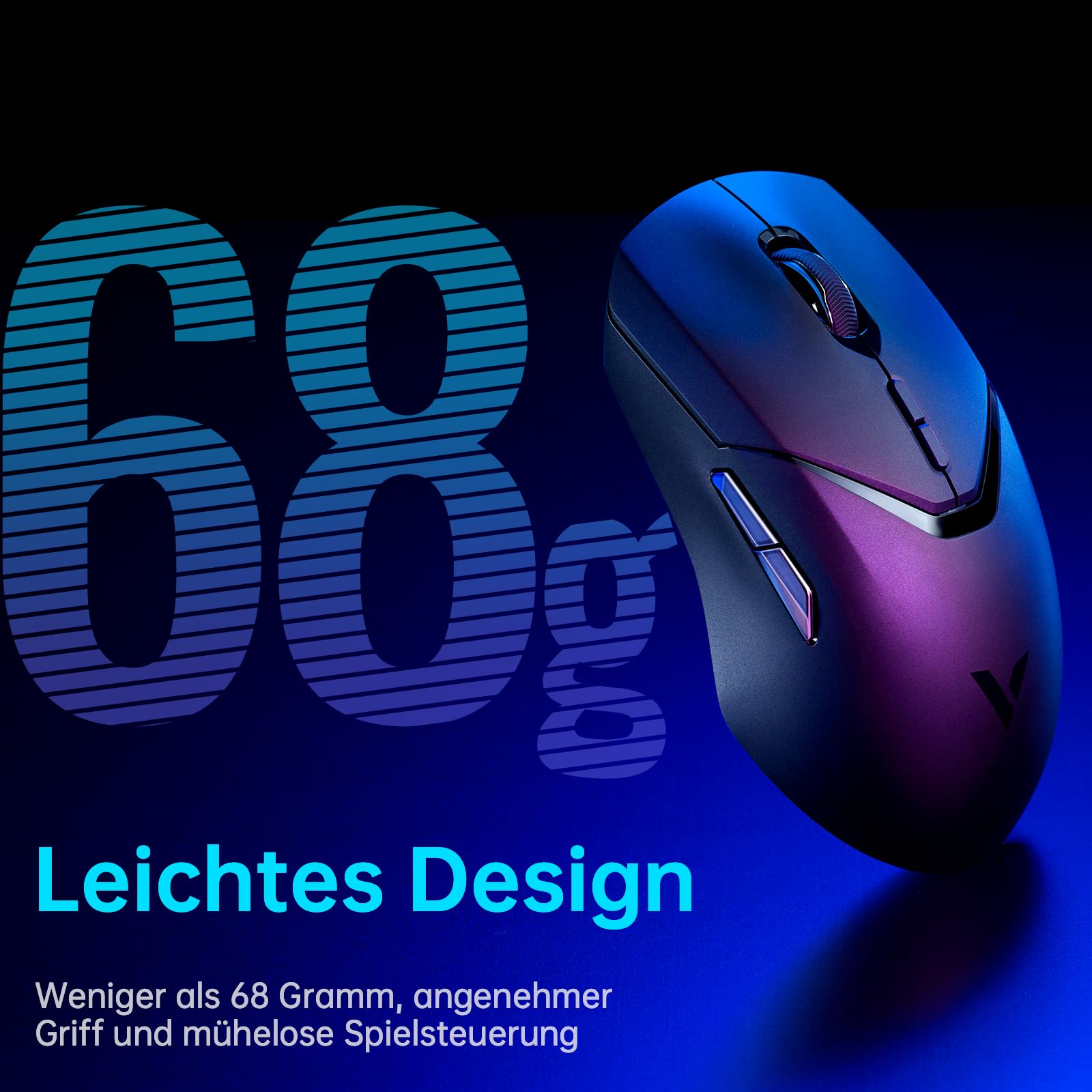 Rapoo VT9PRO 1K Mouse Wireless Gaming 68g Ultraleggero Mouse da Gioco | PAW3398 26K DPI, 1000Hz, Batteria 160 Ore, 10 Tasti Programmabili, Memoria Integrata, Mouse Ricaricabile per PC/ Mac, Bianco