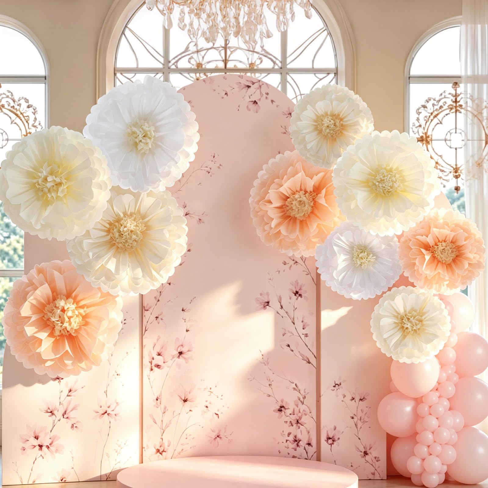 Foribyw 10 Pcs XL Paper Flowers Decorations, 18 '' & 12 '', Huge Flowers