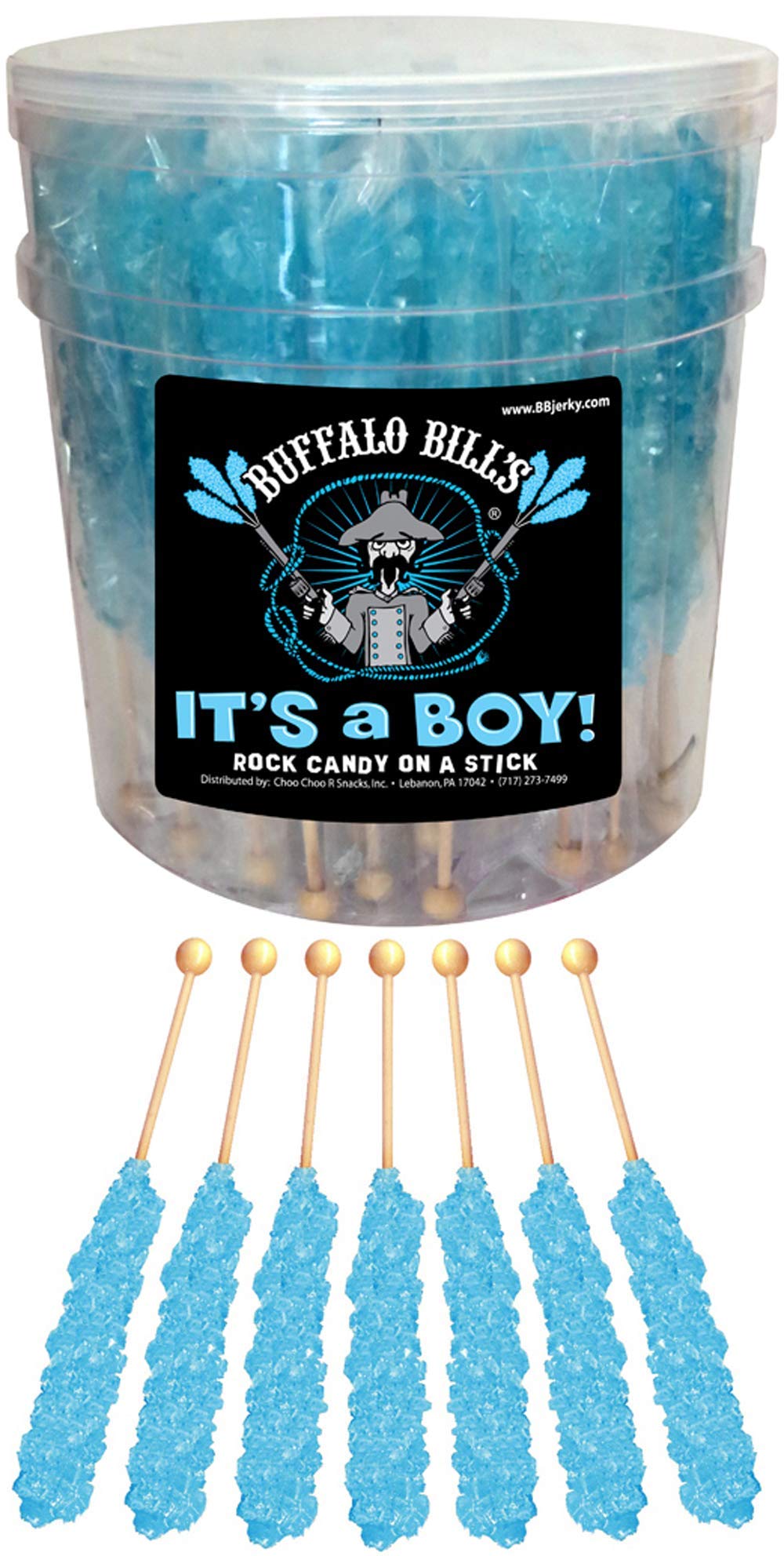 Buffalo Bills It’s A Boy Light Blue Rock Candy On A Stick (36-ct tub wrapped rock candy sticks)