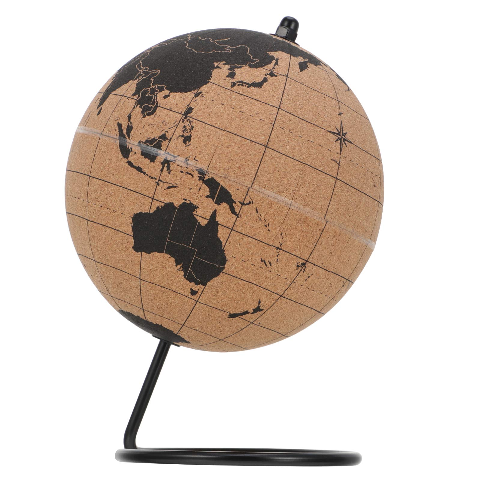 Toyvian Cork Desktop World Globe with Stand Elegant Office Decor Unique Geography Education present for Curious and Home Decoration
