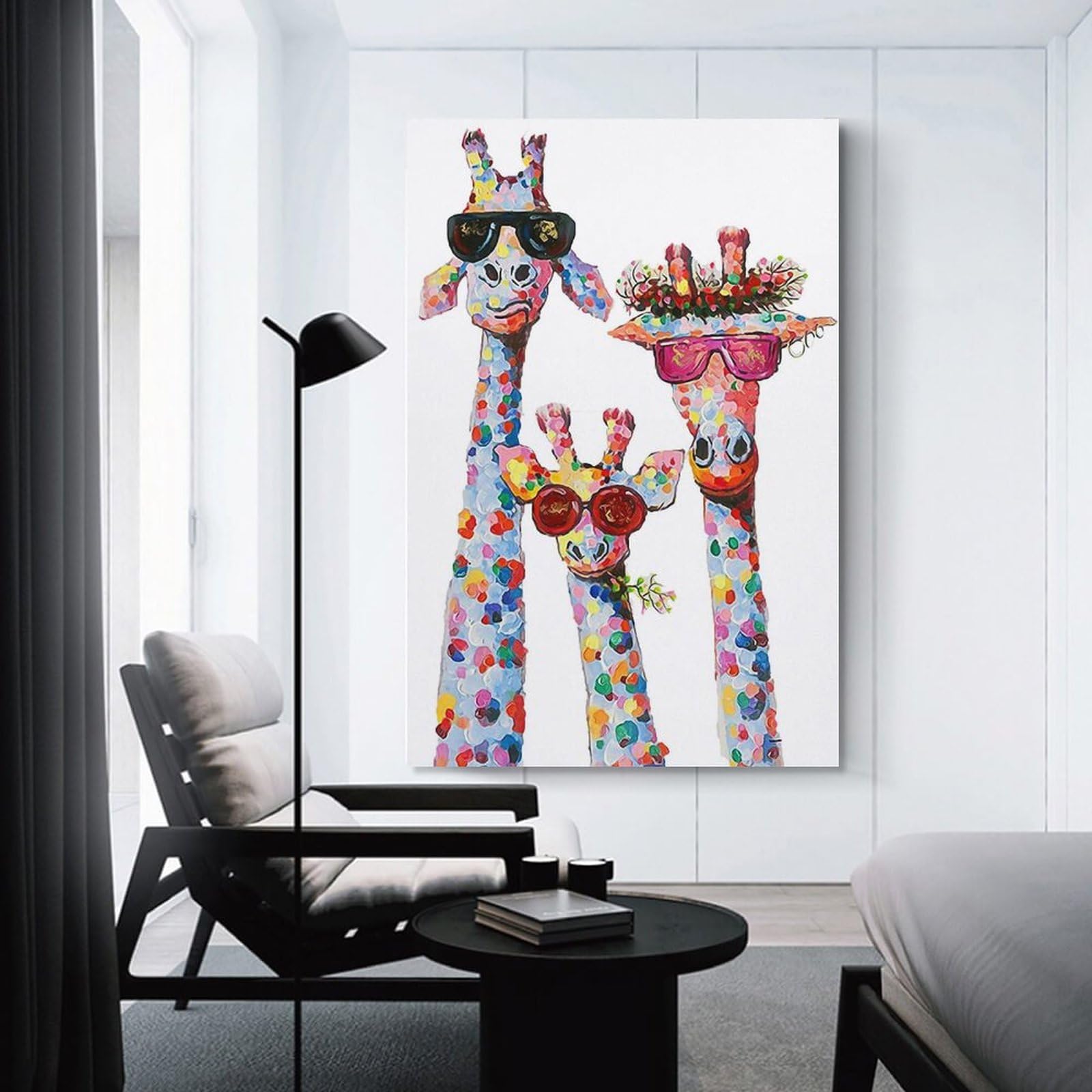 Amazon.co.jp: バンクシー 絵画メガネをかけたキリン一家 アートパネル