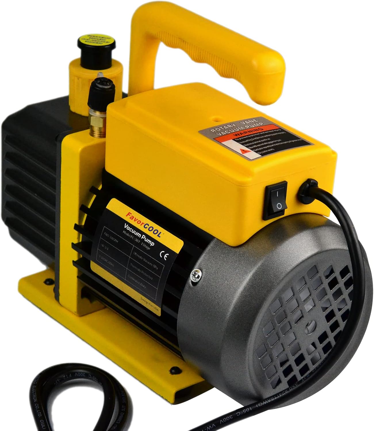 3.6 CFM Vacuum Pump, 110V 1/4 HP Single Stage Rotary Vane HVAC Air Vacuum Pump, AC Refrigerant Recharging for R134a R410a R22 Systems, Vacuum Pump Automotive, 300ml Oil Included