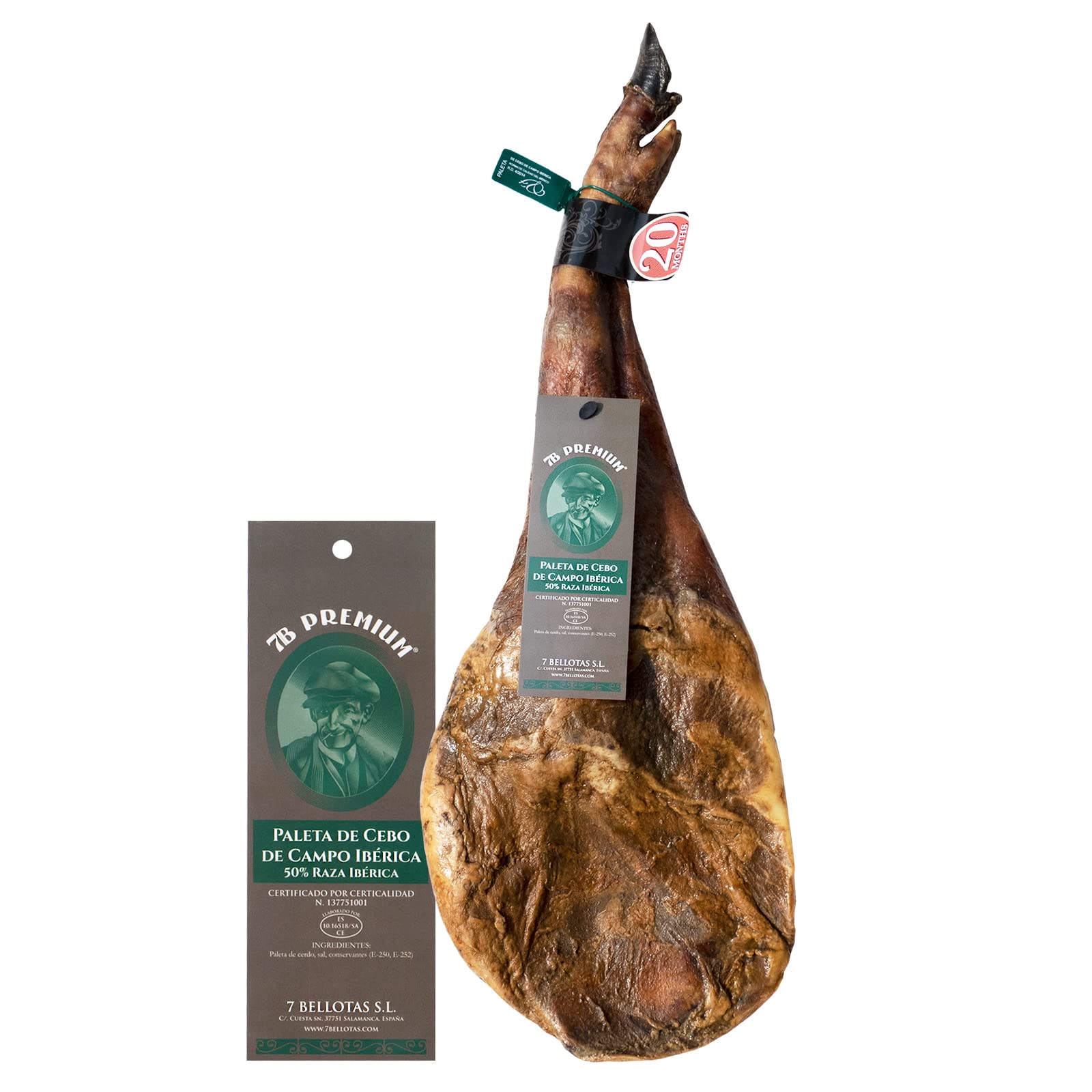 Paleta 7B PREMIUM® 50% Raza Ibérica Cebo de Campo IBÉRICO de Salamanca (Pieza Entera +4,5 Kg.)