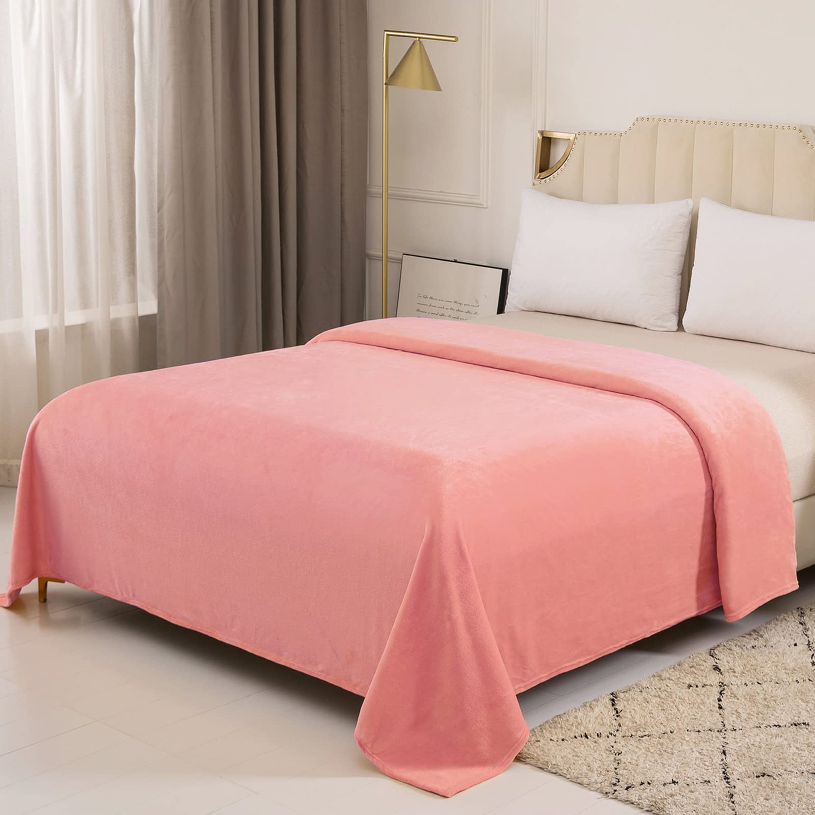 WAVVE Fleece Blanket Queen Size XL Pink 7ft x 8ft - Fluffy Soft Warm Versatile Large Throw Blanket for Bed/Sofa/Couch, 220x240 cm