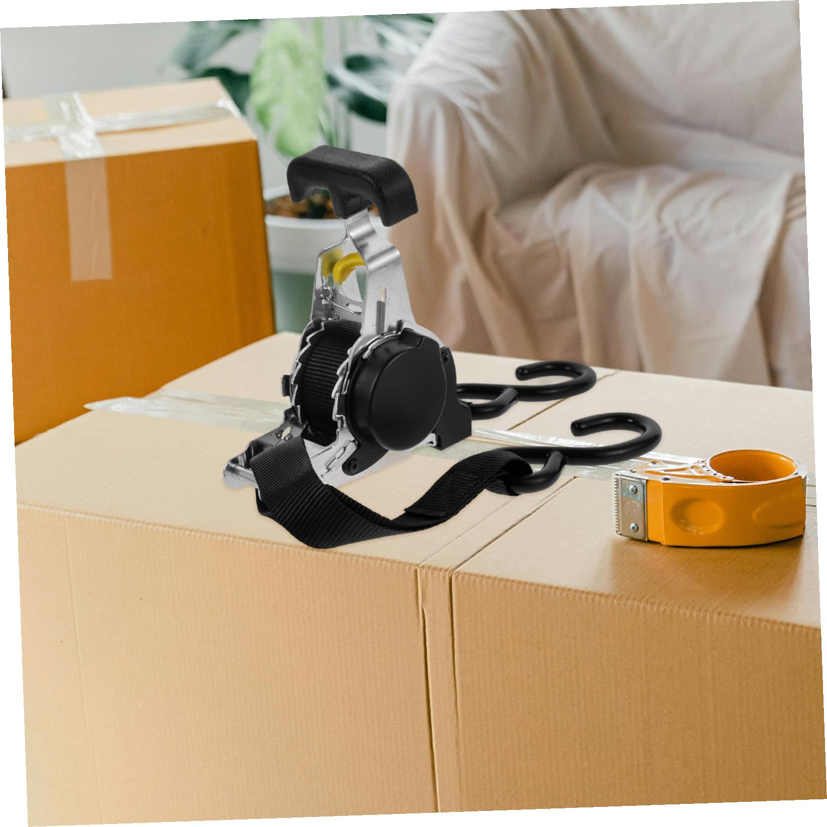 Sangle D'arrimage à Cliquet Automatique 0, 68 Ton en Polyester | Charge, Bagages, Moto, Fixation Fiable, Renforcée, Format Compact pour Usage Quotidien