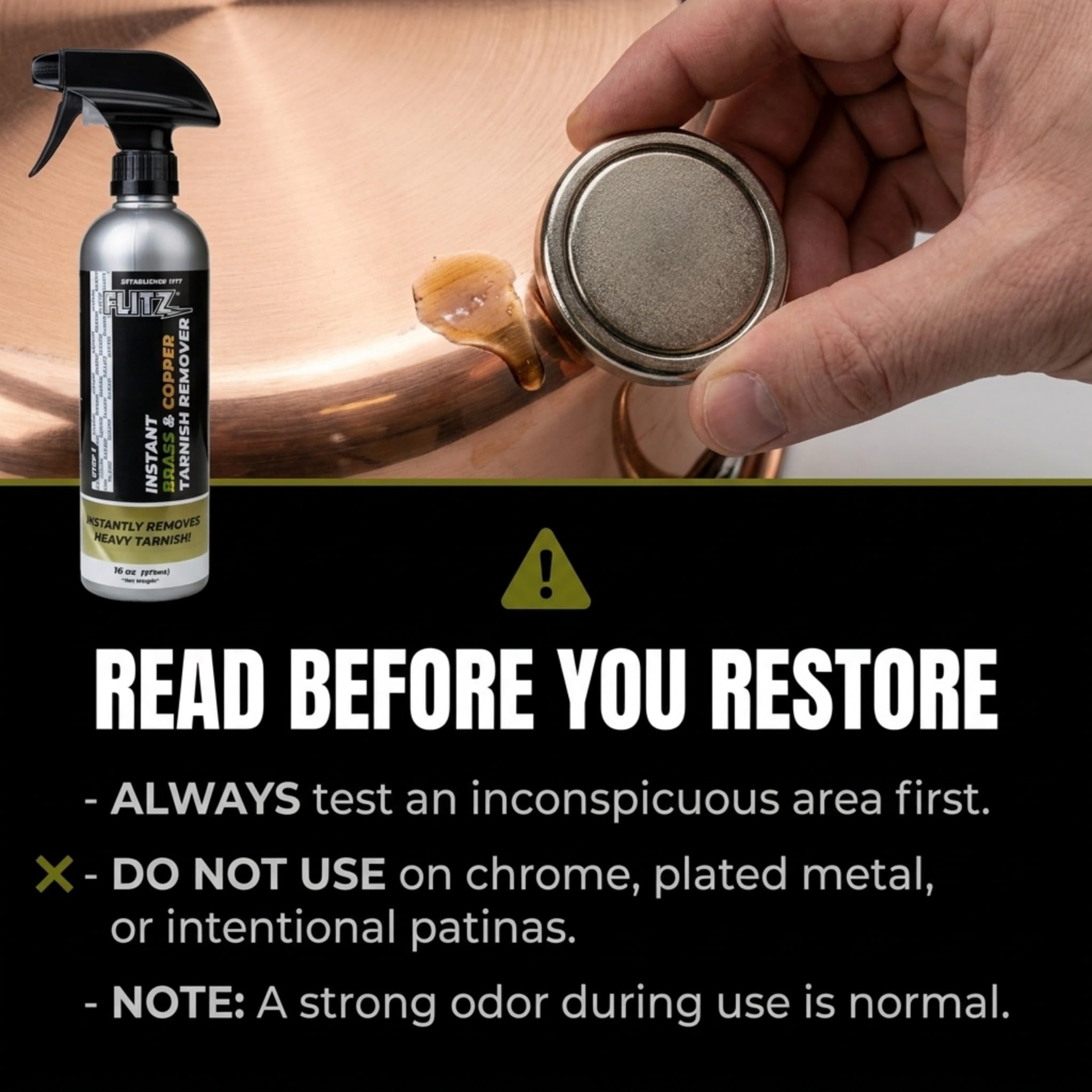Flitz Instant Brass and Copper Tarnish Remover Spray Bottle