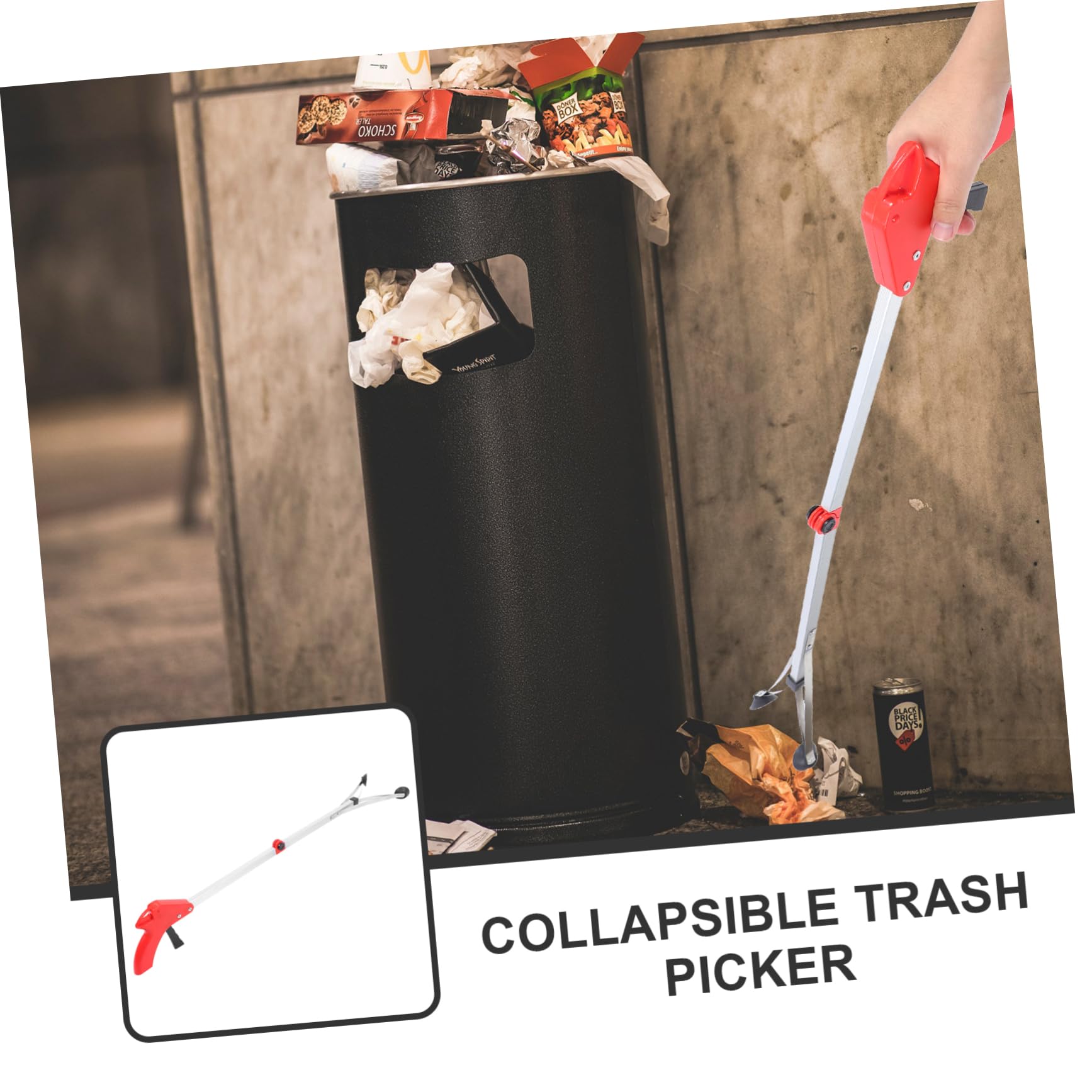 5 Stück Müllfalle Faltbarer Greifer Garten Handmüllwerkzeug Reichweite Wiederverwendbare Zange Langlebige Müllklammer Schnellklemmen Clear N Collect Rechen Müllzange