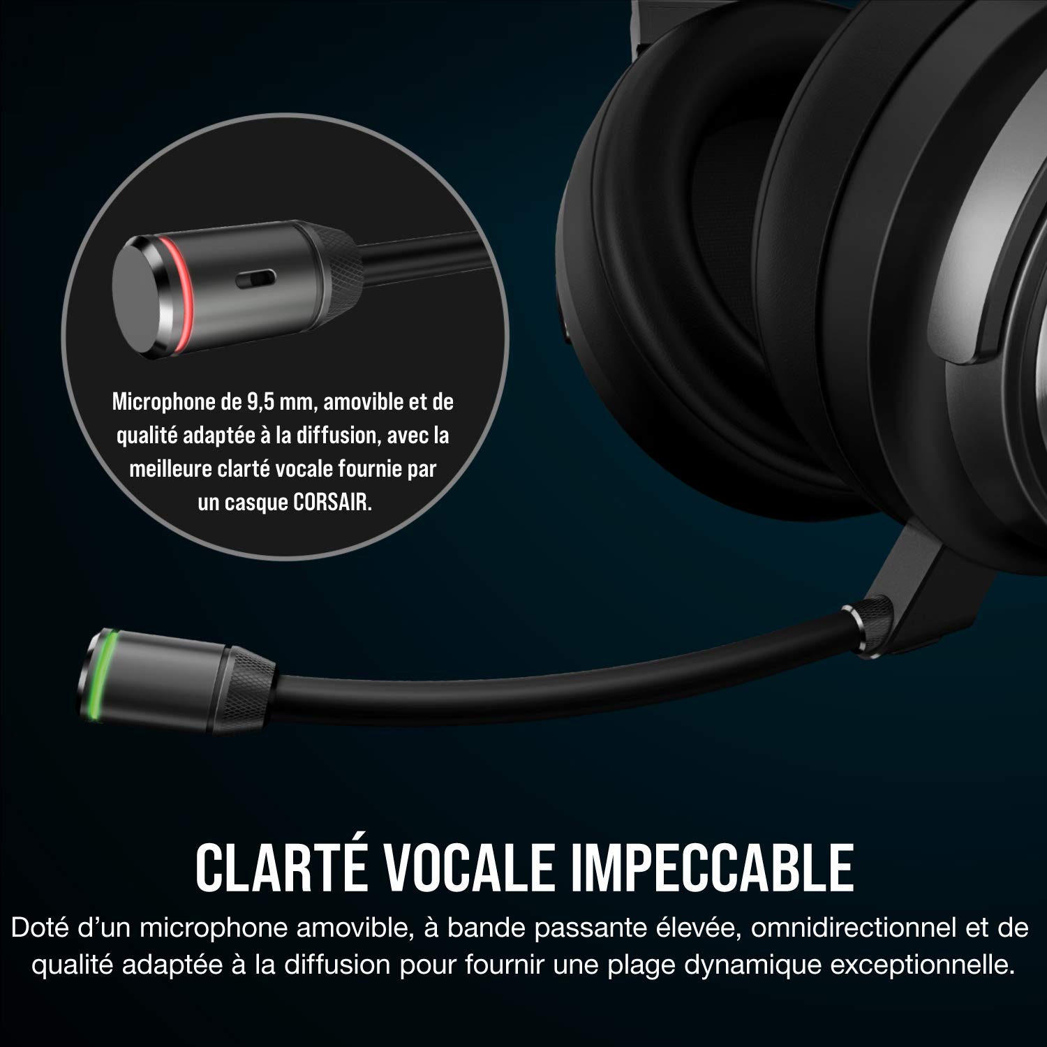 Casque Gaming Haute-Fidélité Corsair Virtuoso RGB Wireless SE, Gris Acier