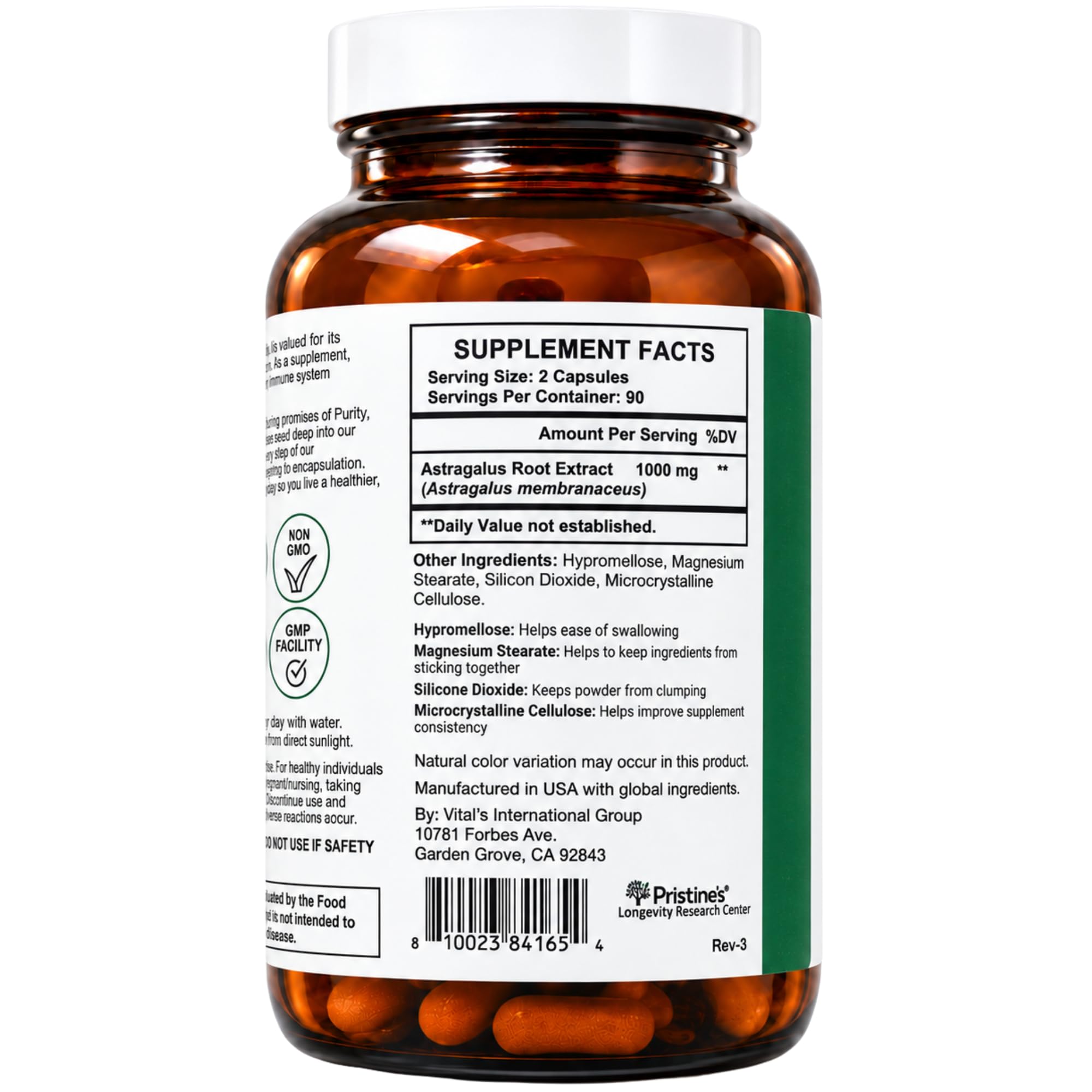 PRISTINE'S Astragalus Root Capsules, Adaptogen for Immunity & Lung Health — Amazon image 8