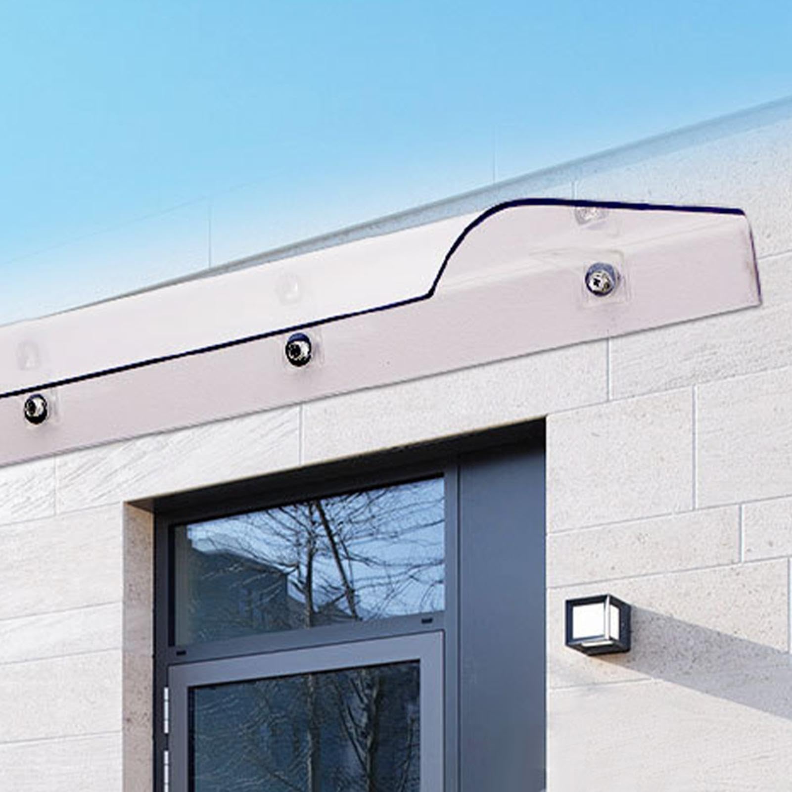 Marquesina Puerta Principal - Alero Exterior | Cubierta Opaca De Policarbonato | 40x40cm, Protección Lluvia Nieve Rayos UV, Fijación Mural Para Ventanas, Patios, Terrazas, Jardines, Instalación