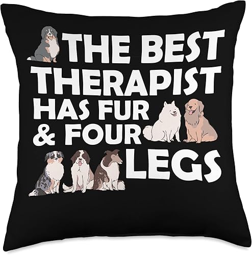 Best Therapist Fur Four Legs Pet Dog Animal Therapy Lover Throw Pillow, 18x18, Multicolor