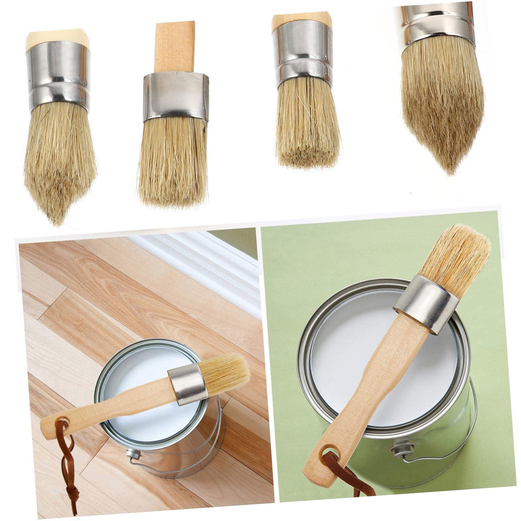 Homoyoyo Pennelli con Manico in Legno per Vernici Acriliche e Smalti Pennelli Rotondi Resistenti per Pittura su Legno Mobili Pareti e Decorazioni Interne Sostituzione Durevole per Lavori