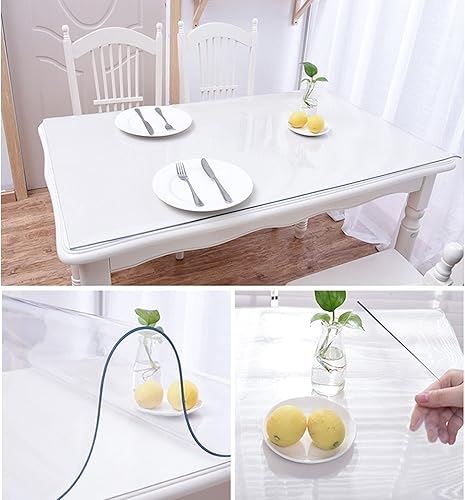 Miniatura 5 de Clear PVC Table Cover Protector Table Cloth Transparent Desk Pad Plastic Wipeable Tablecloth Protector Non-Slip Waterproof Heat Resistant for Dining