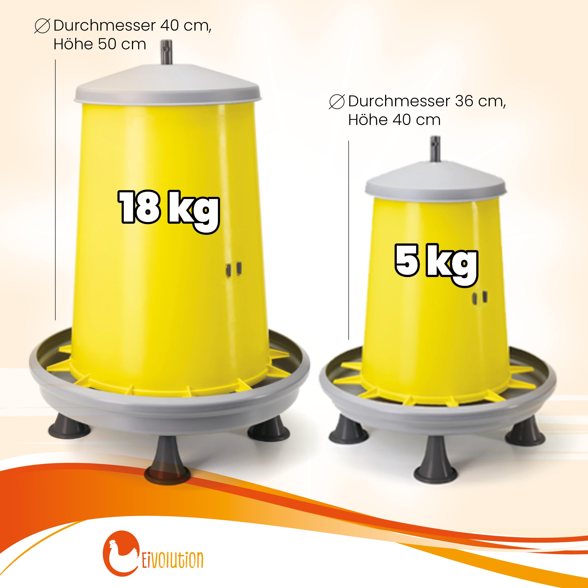 Distributore automatico di mangime per polli, 5 kg, con piedini