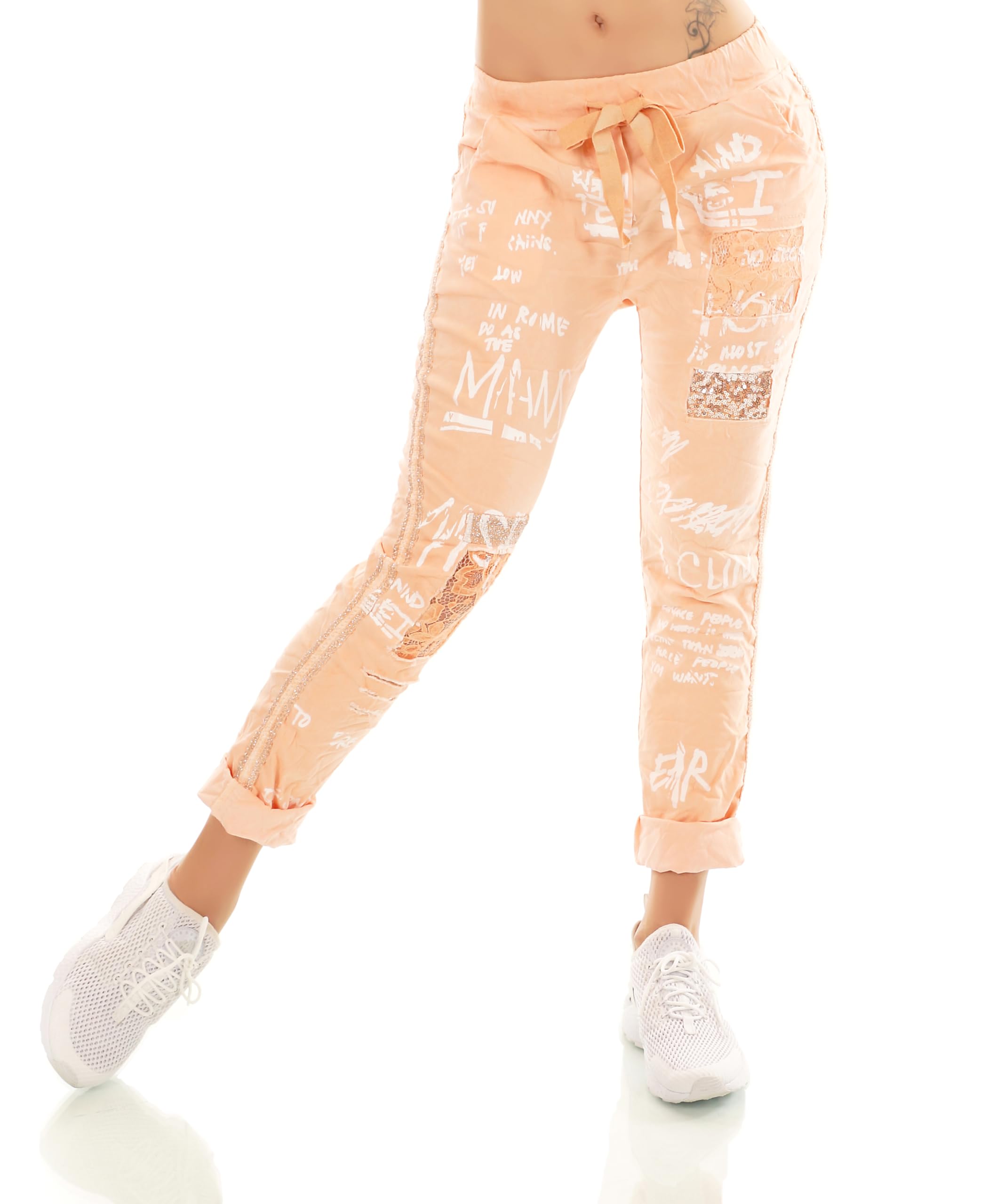 Vrijetijdsbroek met enkelboordjes in zwart geprint | Your Look... for less